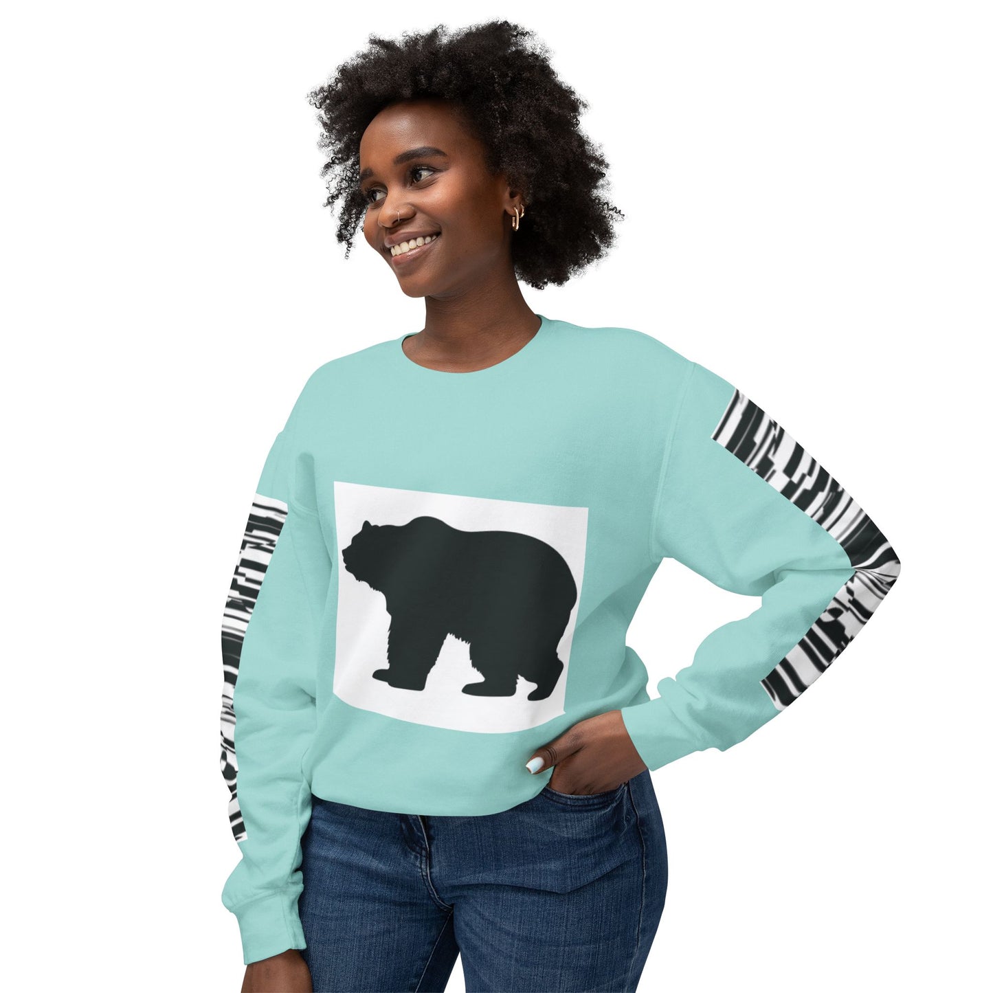 Stylish Bear Graphic Unisex Lightweight Crewneck Sweatshirt