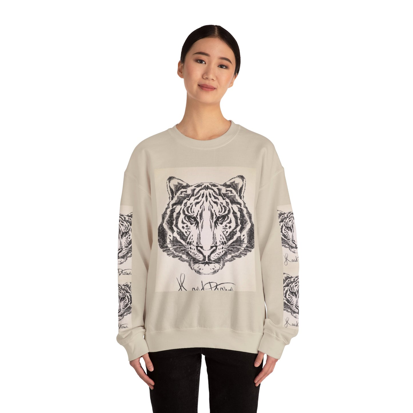 Artistic Tiger Print Crewneck Sweatshirt – Unisex Heavy Blend