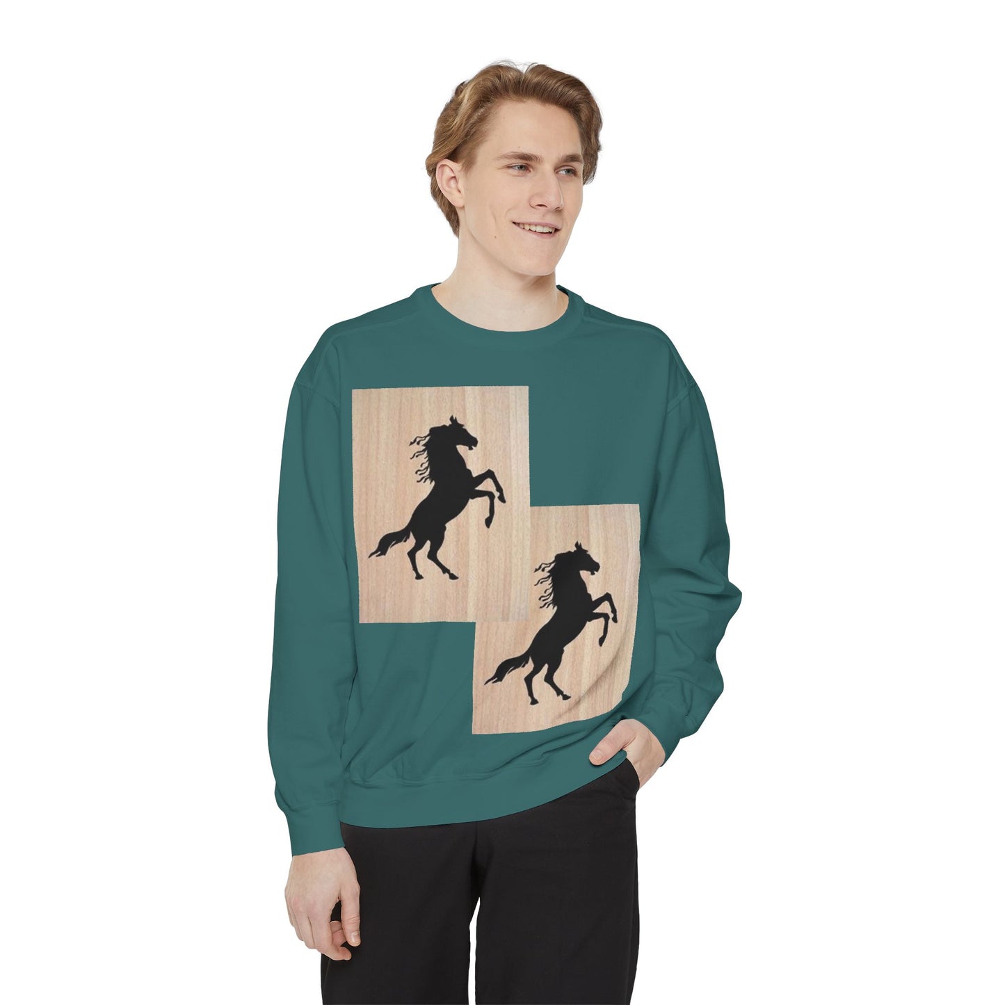 Equestrian Spirit Unisex Garment-Dyed Sweatshirt - Bold Horse Design