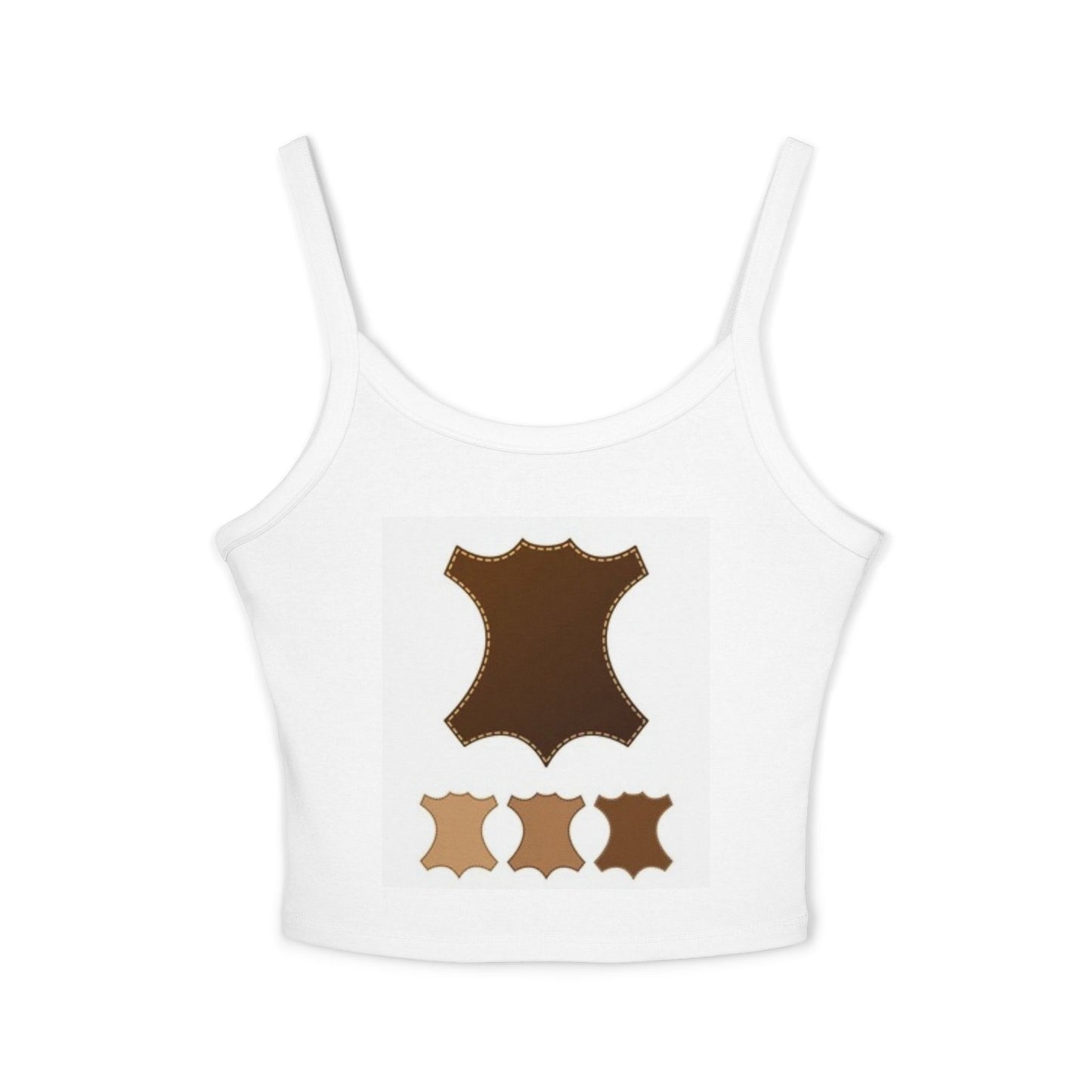 Stylish Women's Spaghetti Strap Tank Top with Leather Design
