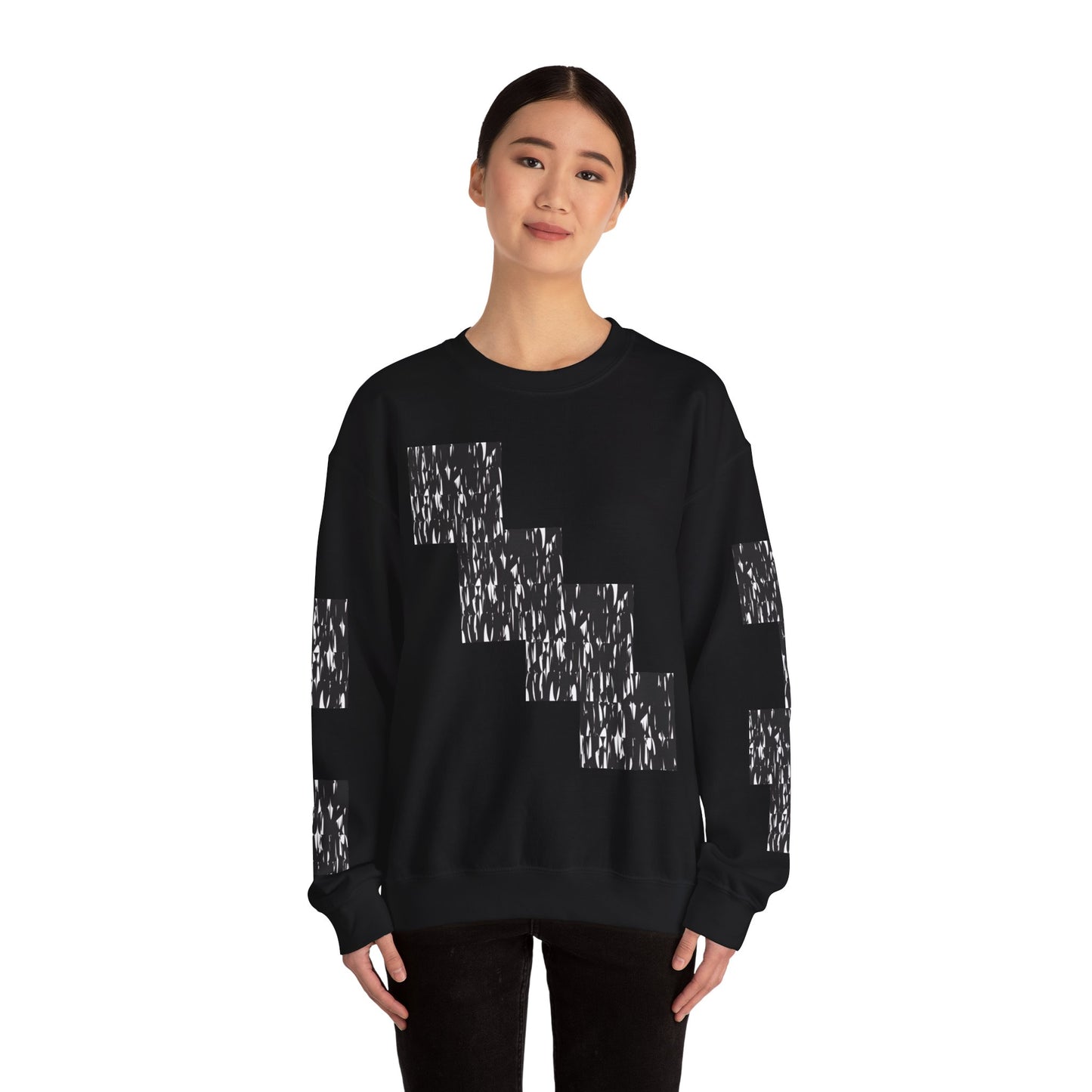 Trendy Graphic Crewneck Sweatshirt | Modern Abstract Black & White Design