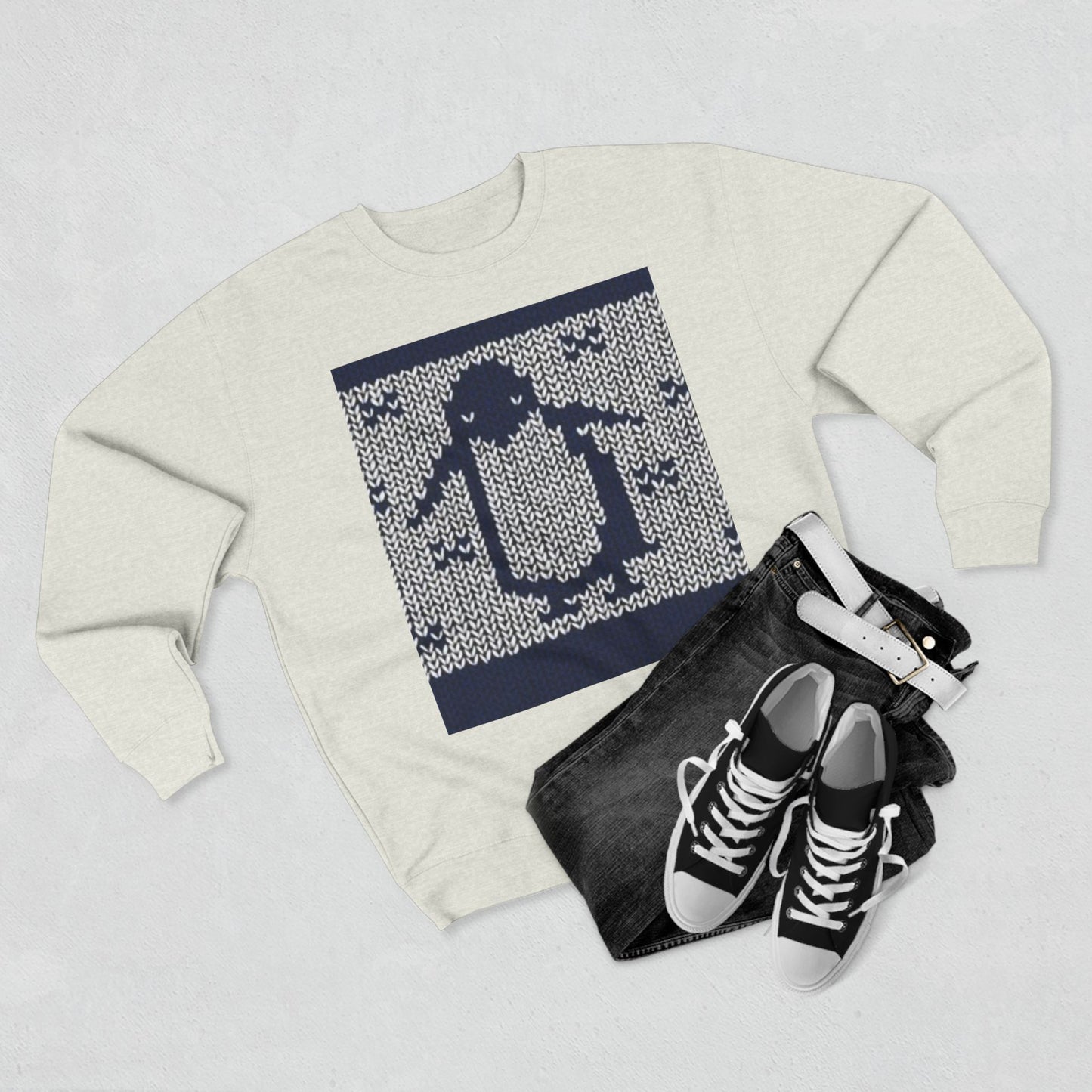 Cozy Penguin Knit Design Unisex Crewneck Sweatshirt