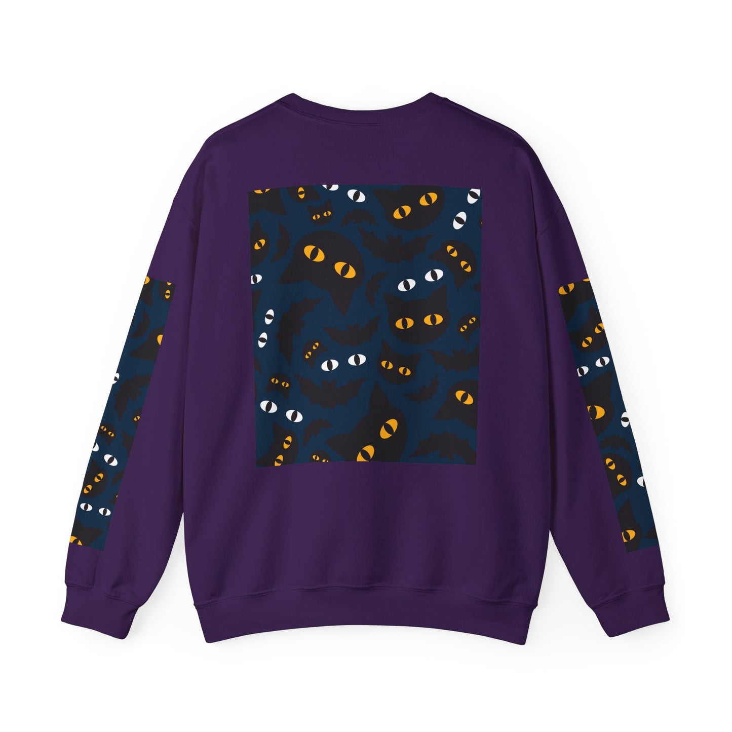 Halloween-Themed Unisex Crewneck Sweatshirt with Spooky Eyes and Bird Design