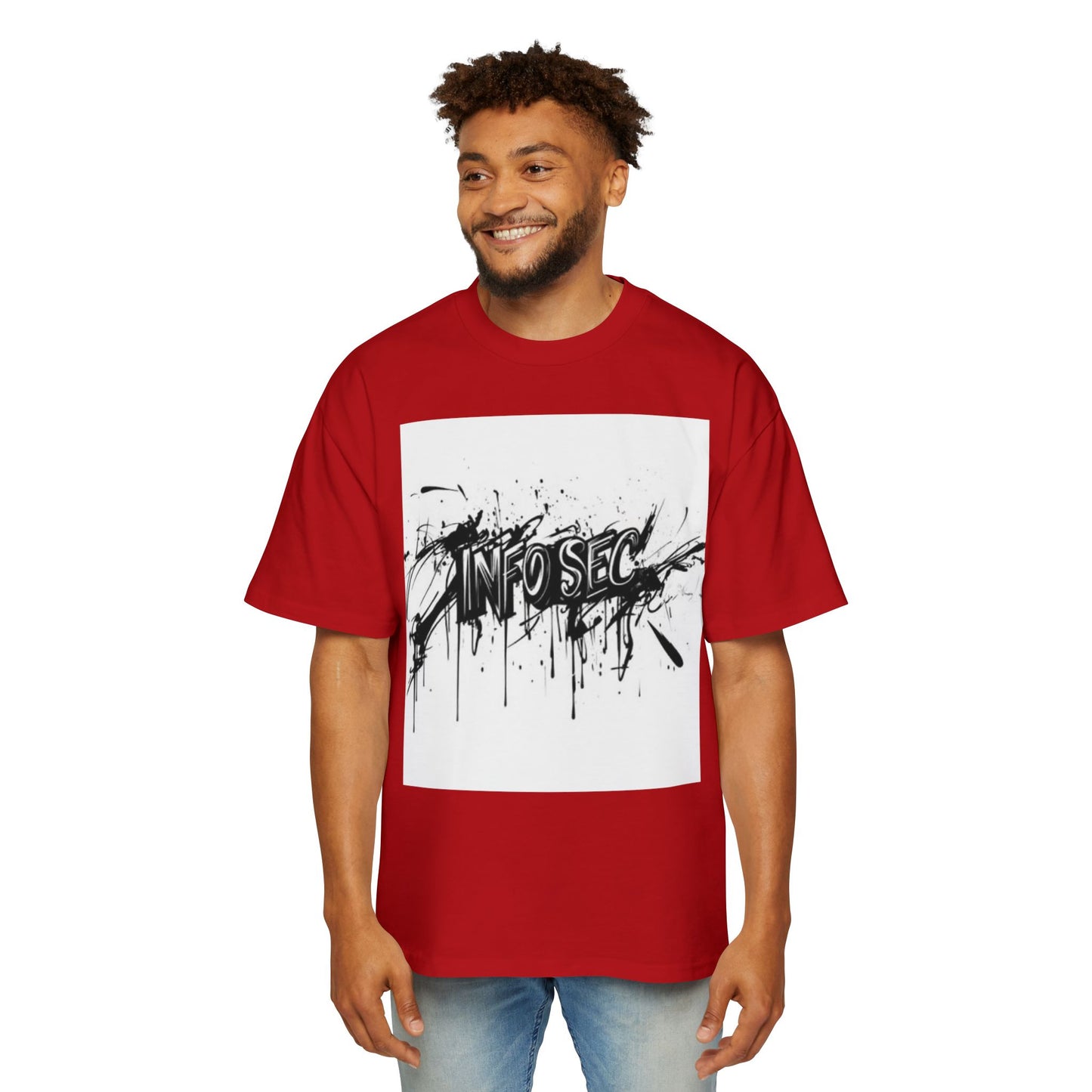 Men's Oversized Info Sec Tee - Urban Streetwear Graphic T-Shirt