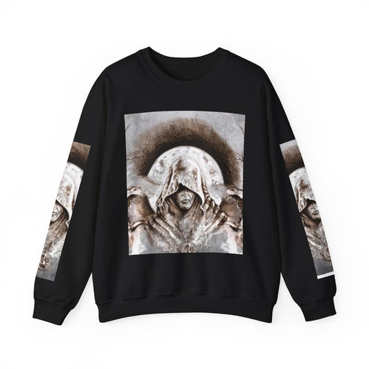 Mystical Hooded Figure Unisex Crewneck Sweatshirt - Fantasy Apparel for Dreamers