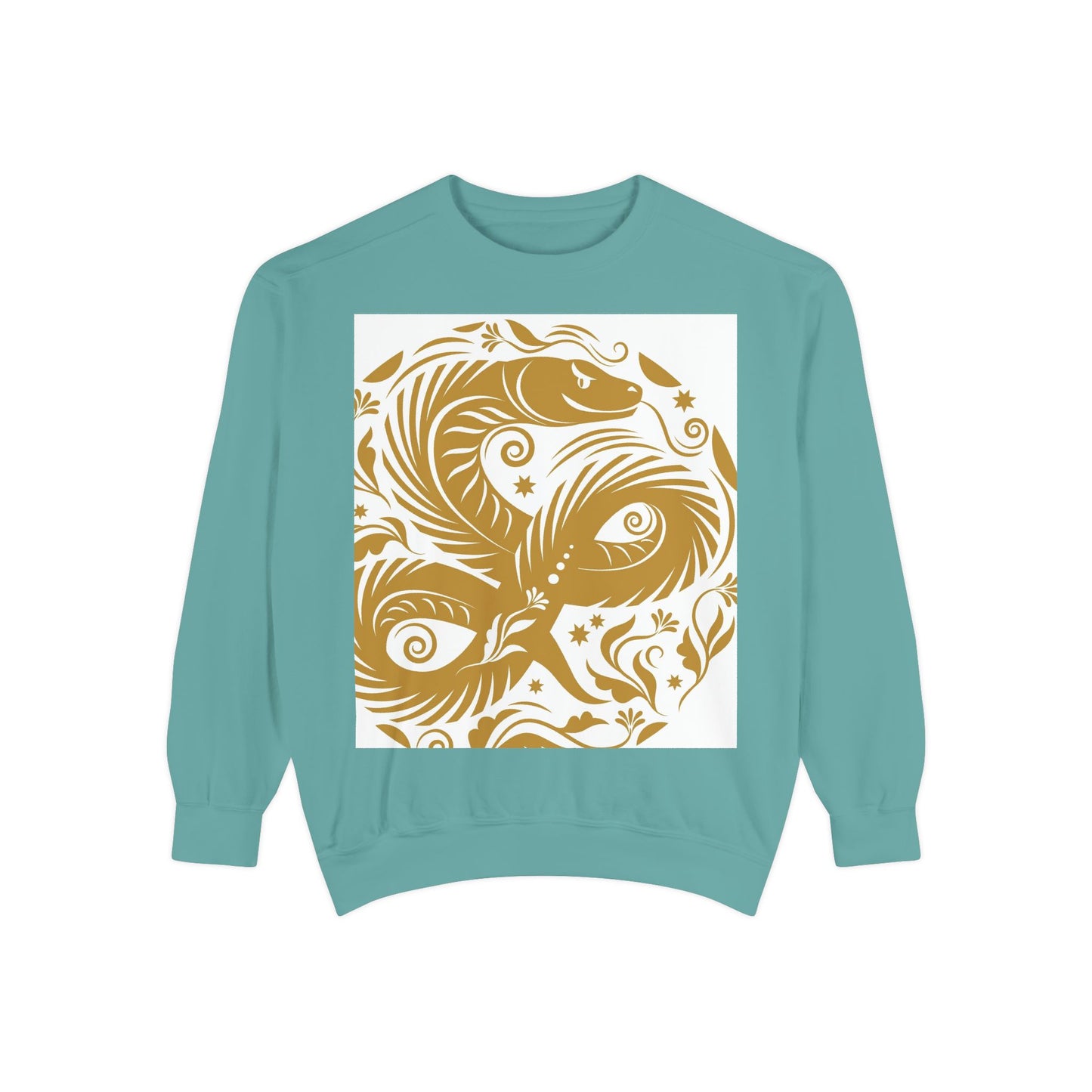 Cultural Vibe Unisex Garment-Dyed Sweatshirt - Tribal Mask & Animal Design