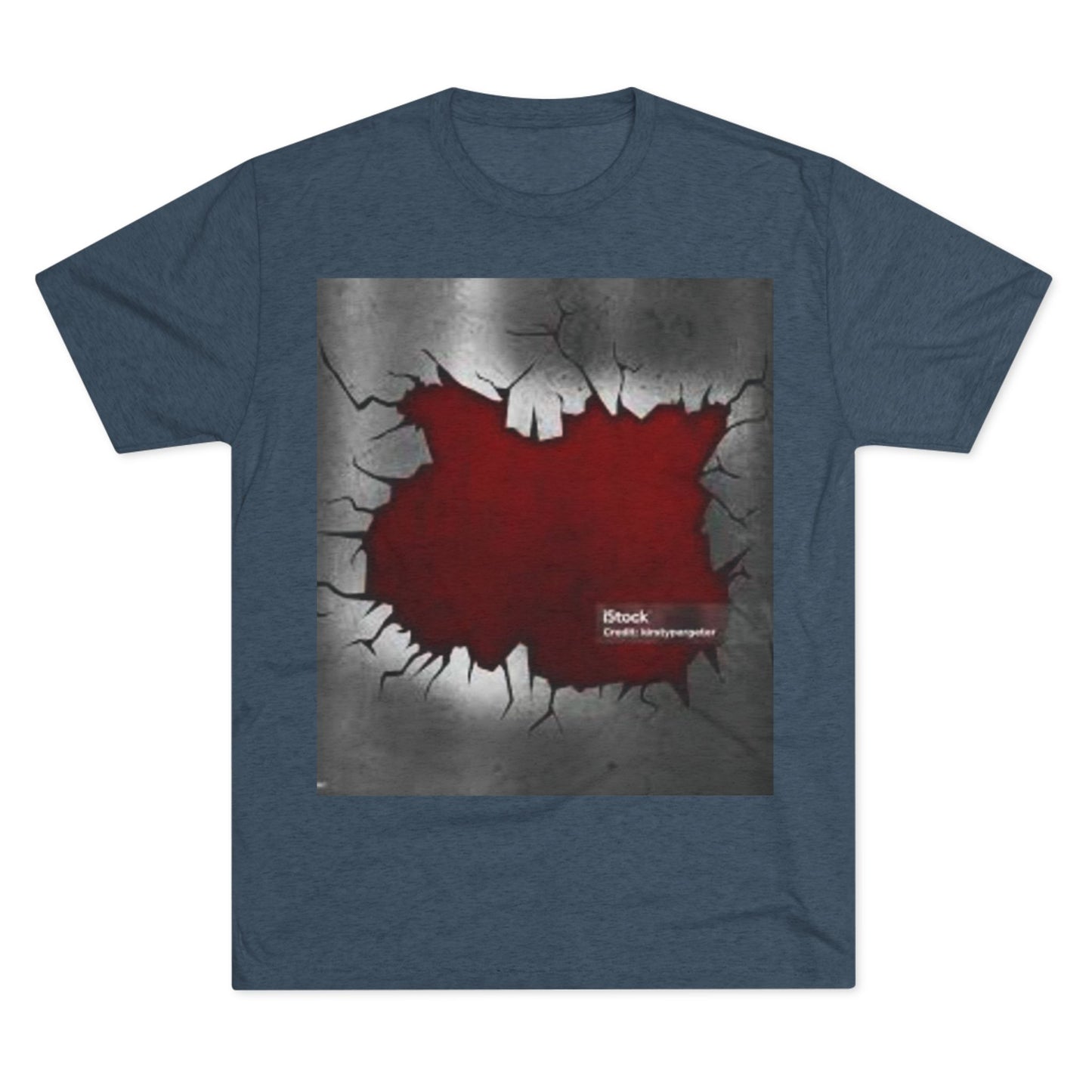 Bold Graphic Unisex Tri-Blend Crew Tee - Edgy Cracked Wall Design