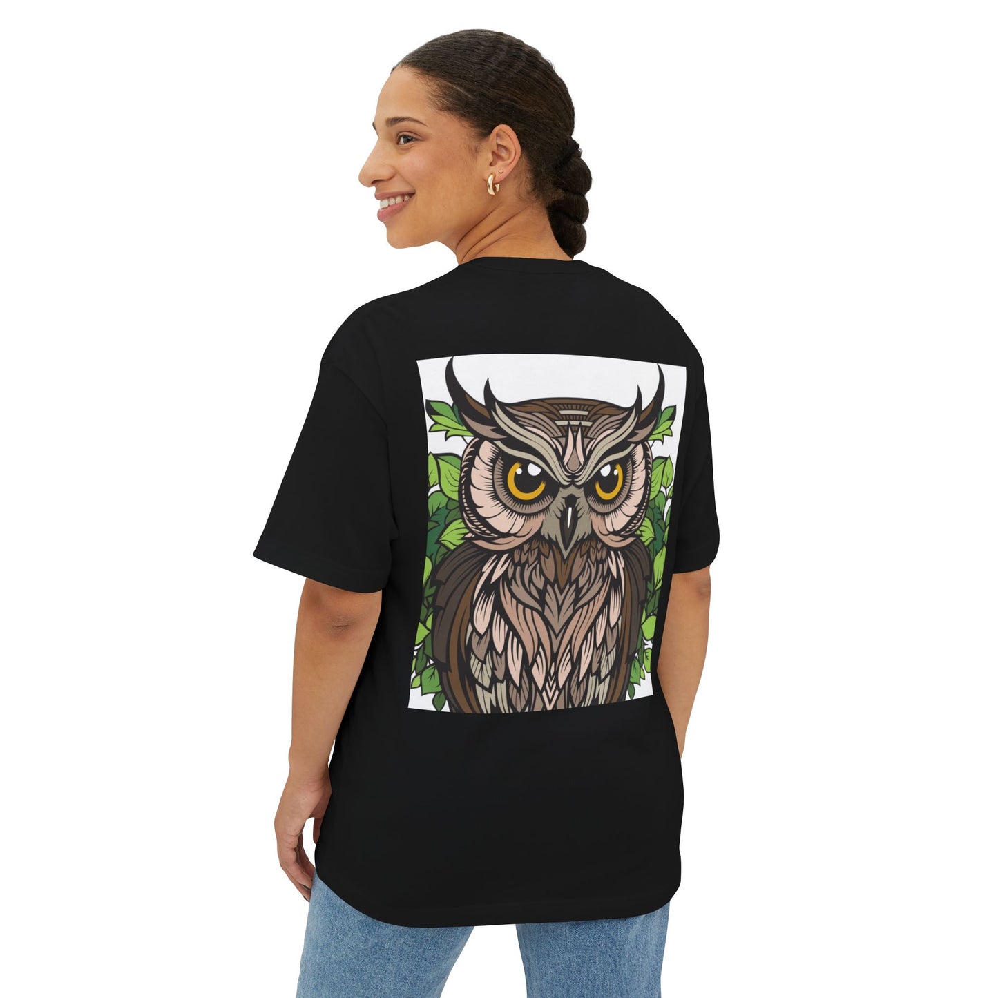 Wildlife Graphic Oversized T-Shirt - Snake & Owl Design