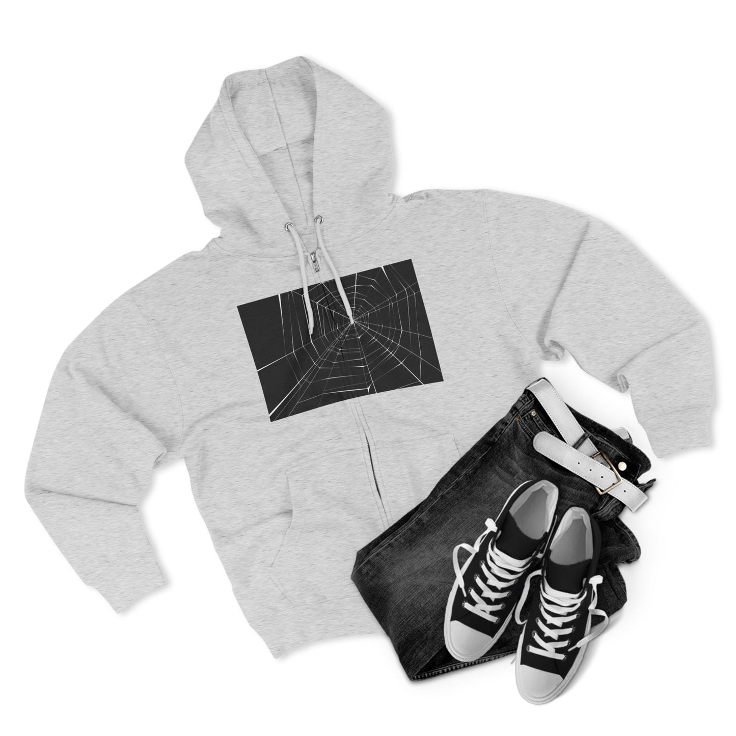 Sleek Spiderweb Unisex Zip Hoodie – Perfect for Halloween or Casual Wear
