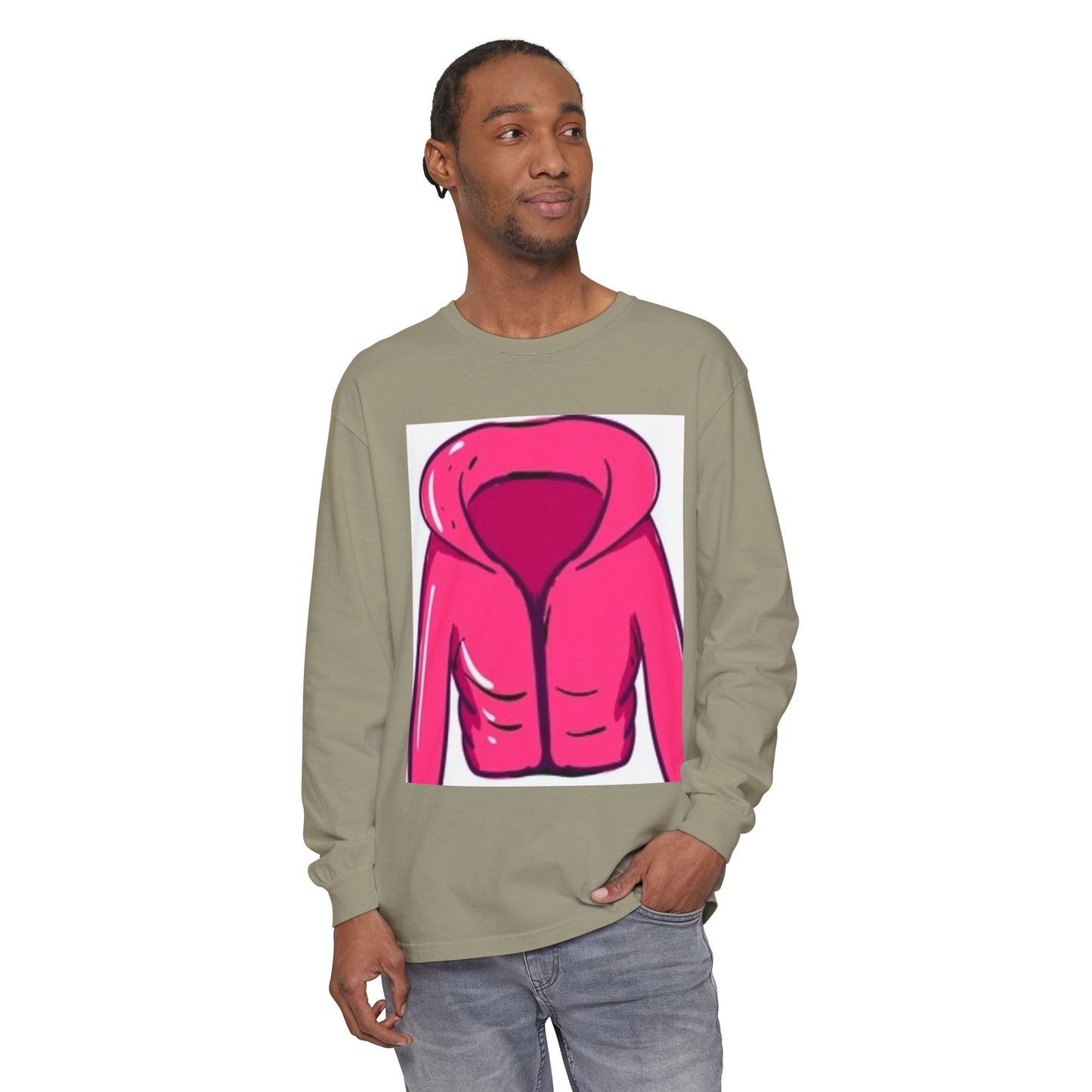 Unisex Garment-Dyed Long Sleeve T-Shirt - Cute Hoodie Print for Casual Wear