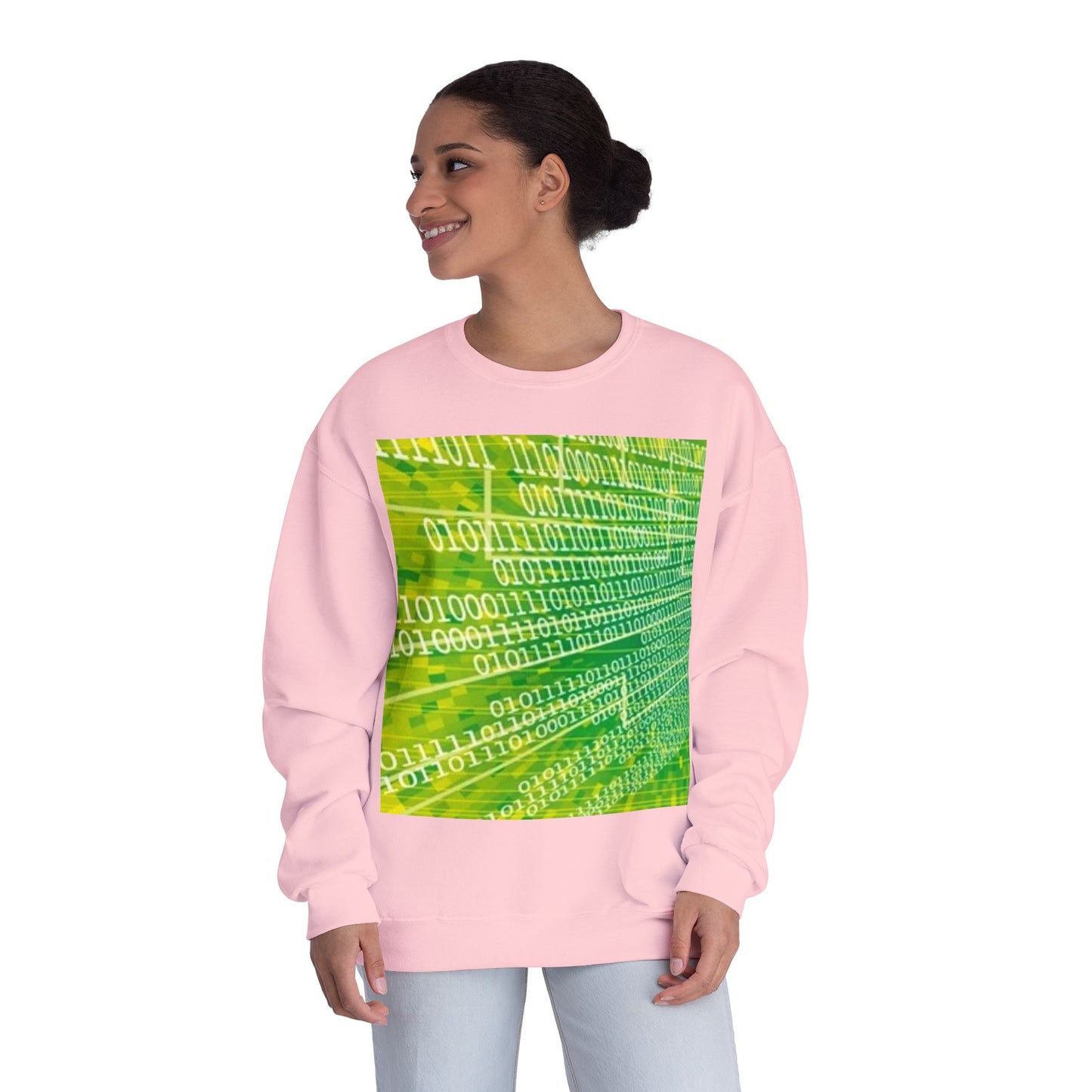 Binary Code Inspired Unisex Crewneck Sweatshirt - Tech Vibe for Cyber Enthusiasts