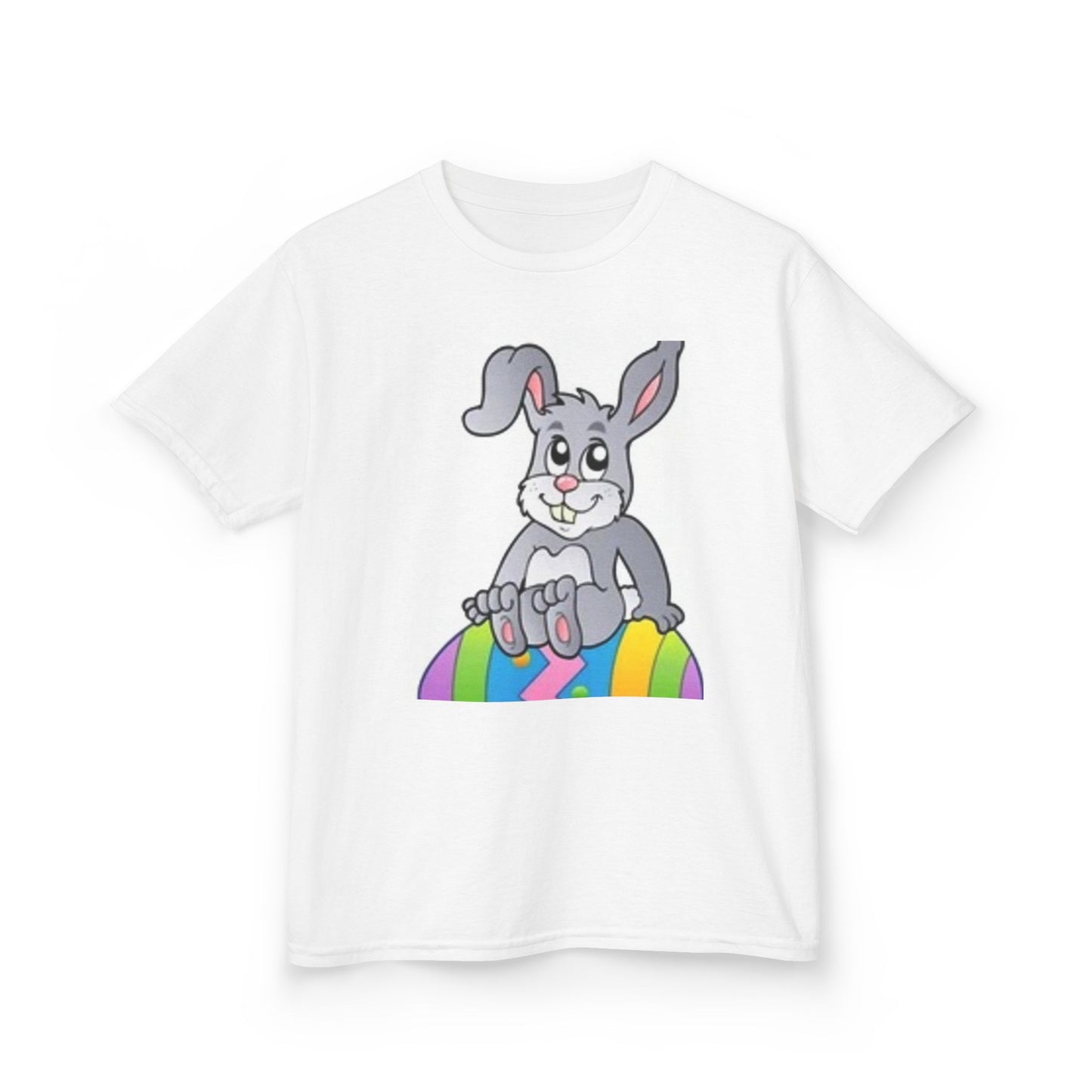 Colorful Bunny Kids Heavy Cotton Tee - Fun Spring T-Shirt for Easter Celebrations