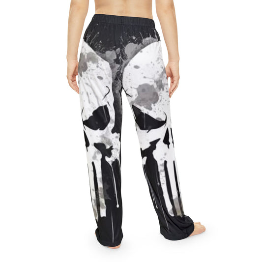 Edgy Skull Print Women's Pajama Pants - Comfortable Loungewear for Sleep and Relaxation