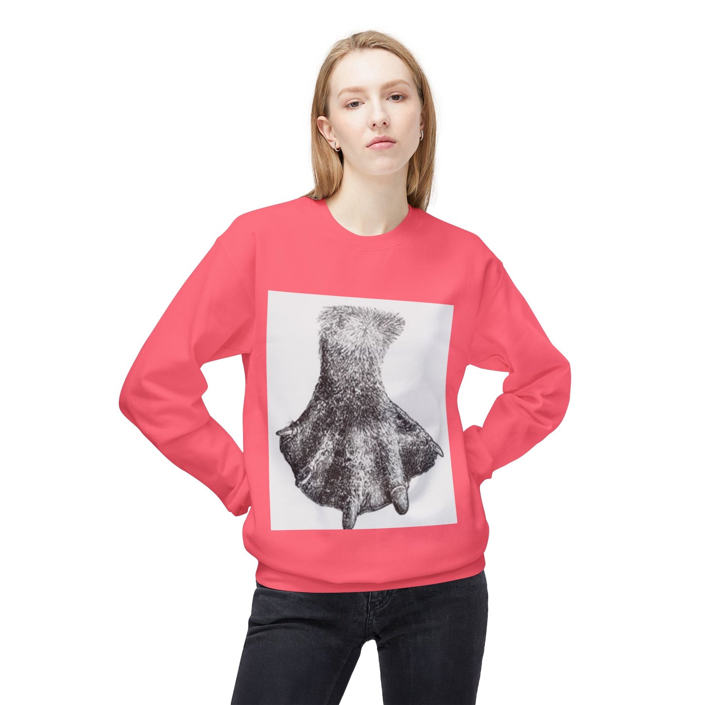 Artistic Fleece Crewneck Sweatshirt with Unique Dress Design