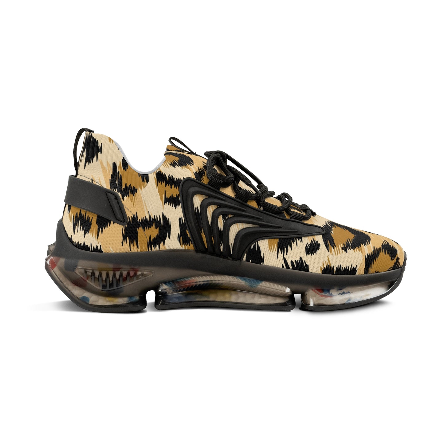Stylish Men's Mesh Sneakers - Leopard Print Athletic Shoes