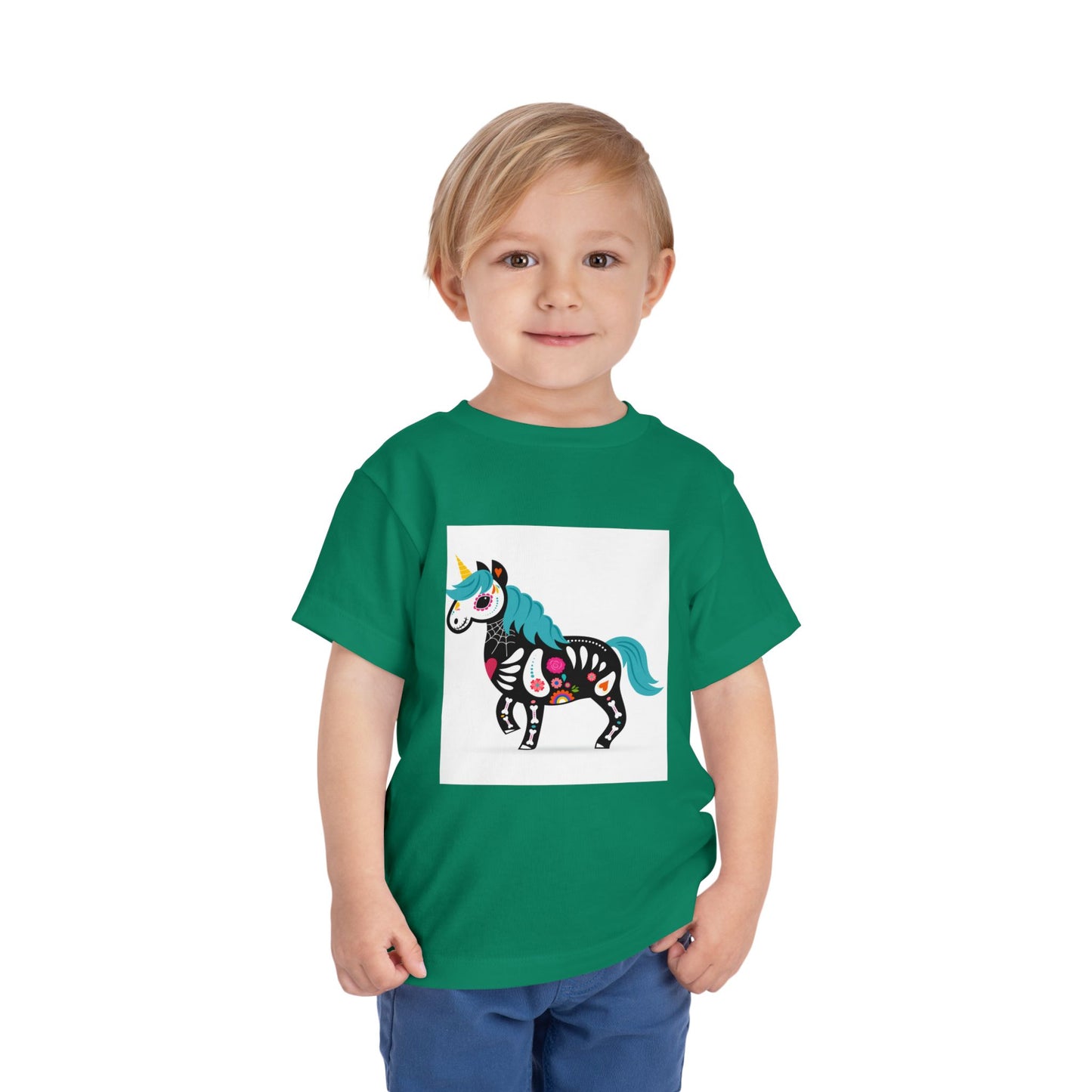 Toddler Skeleton Unicorn Tee - Cute Halloween Short Sleeve Shirt