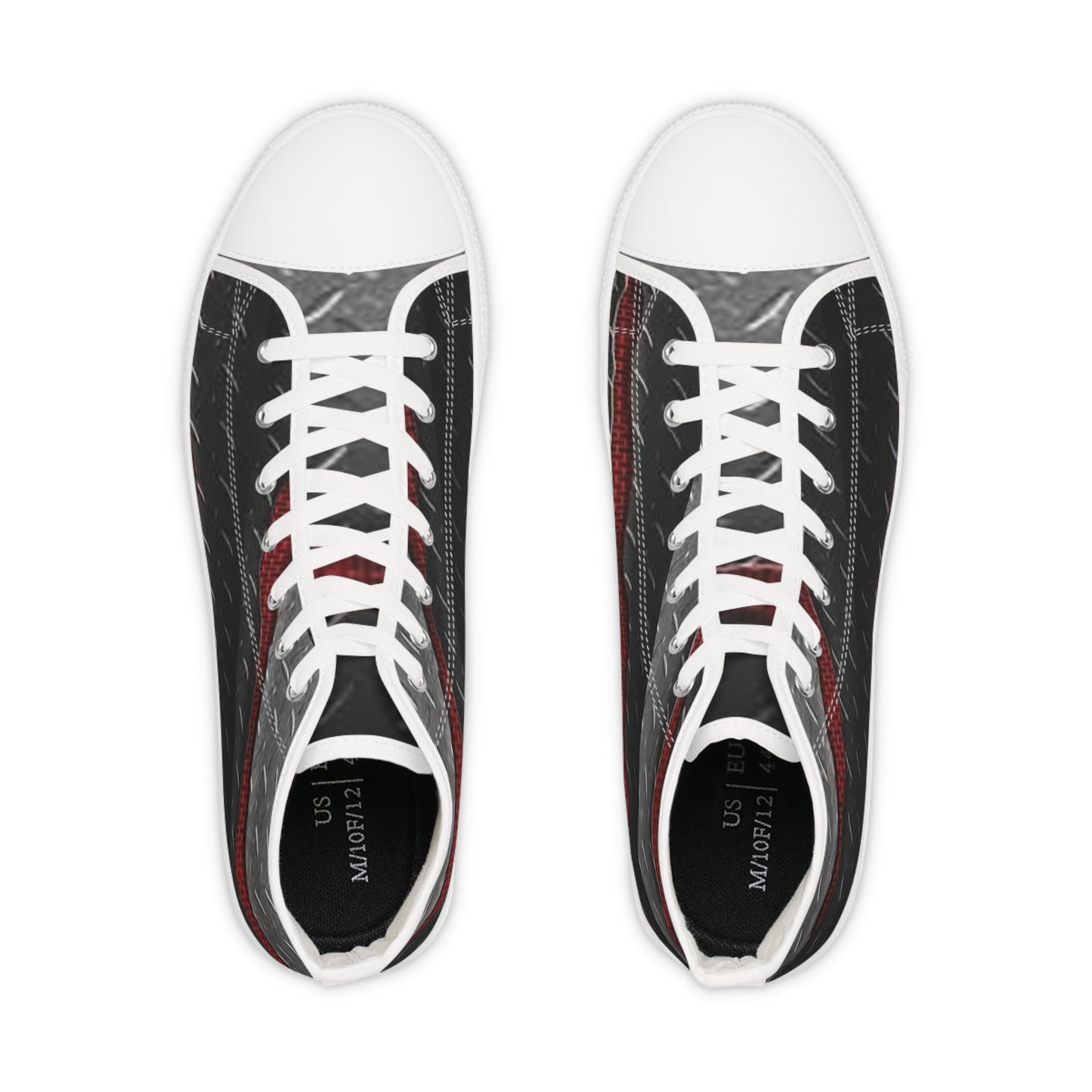 Men's High Top Sneakers - Metallic Diamond Plate Design