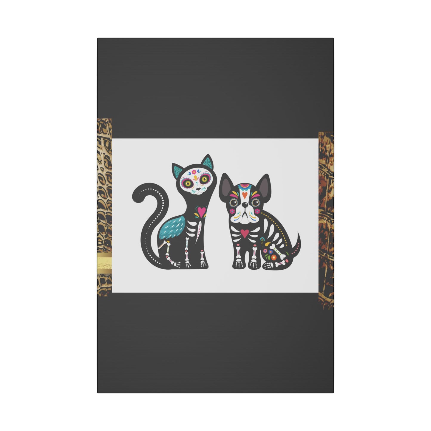 Day of the Dead Pet Canvas Art - Colorful Cat and Dog Wall Decor