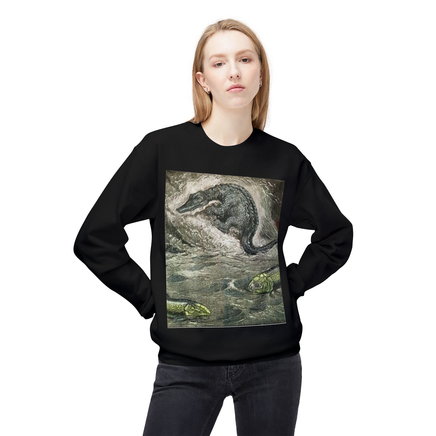 Vintage Dinosaur Art Fleece Crewneck Sweatshirt