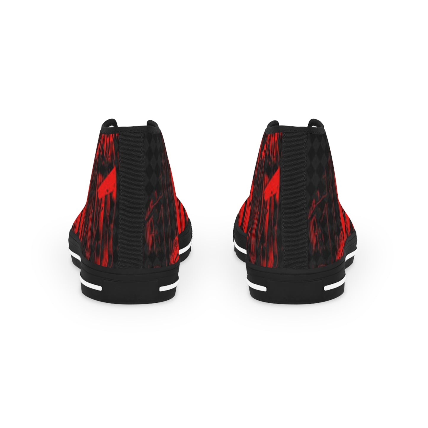 Men's High Top Sneakers - Stylish Red Graphic Footwear for Trendsetters