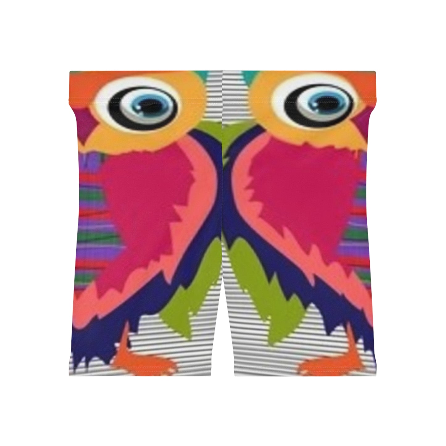 Colorful Owl Print Women's Biker Shorts - Fun, Lightweight Activewear