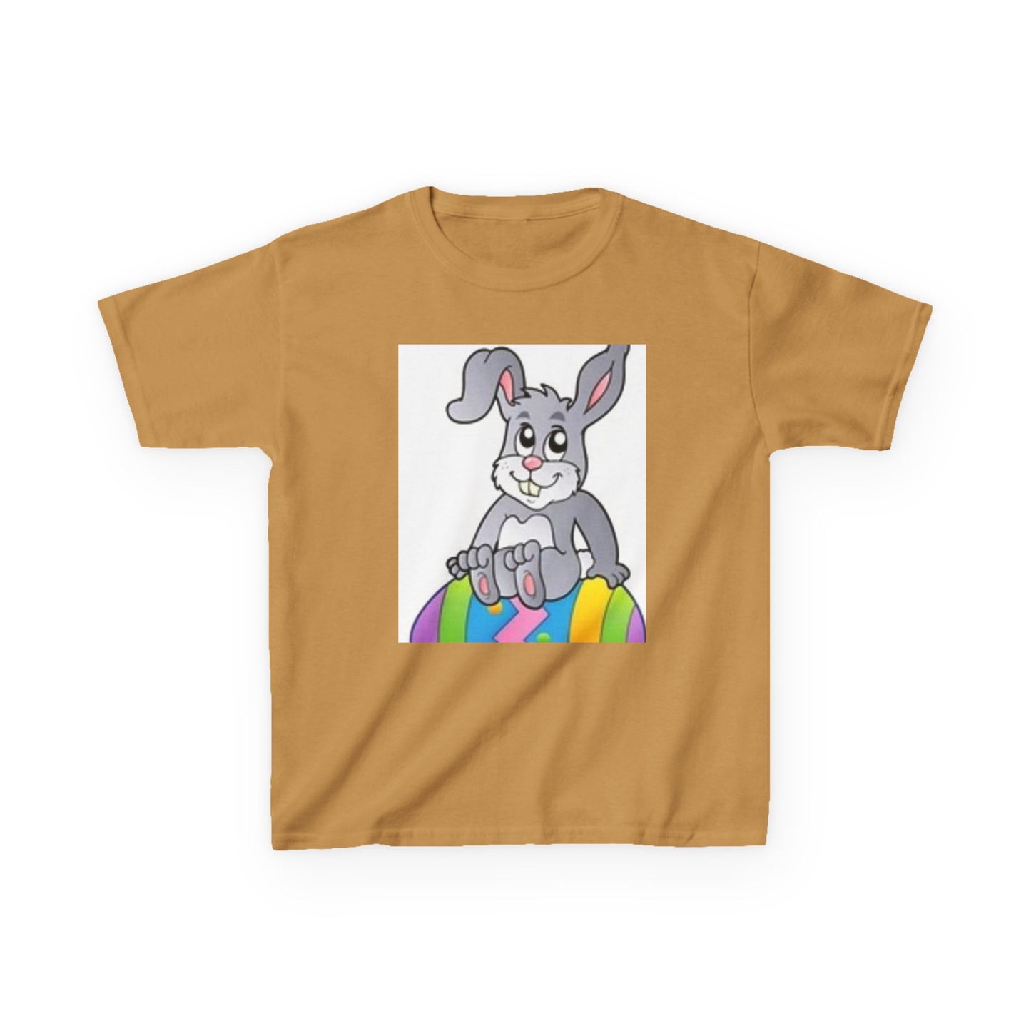 Colorful Bunny Kids Heavy Cotton Tee - Fun Spring T-Shirt for Easter Celebrations