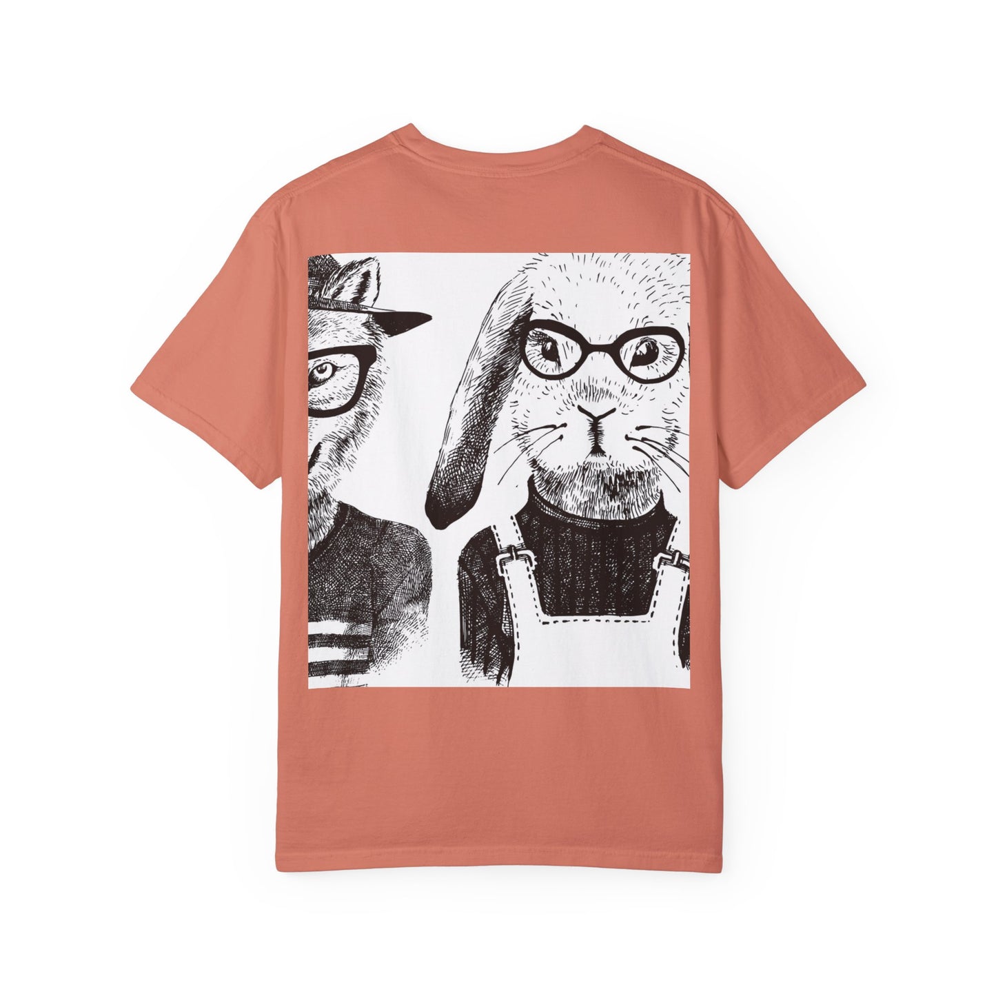 Whimsical Animal Friends T-Shirt - Stylish Panda & Wolf Design