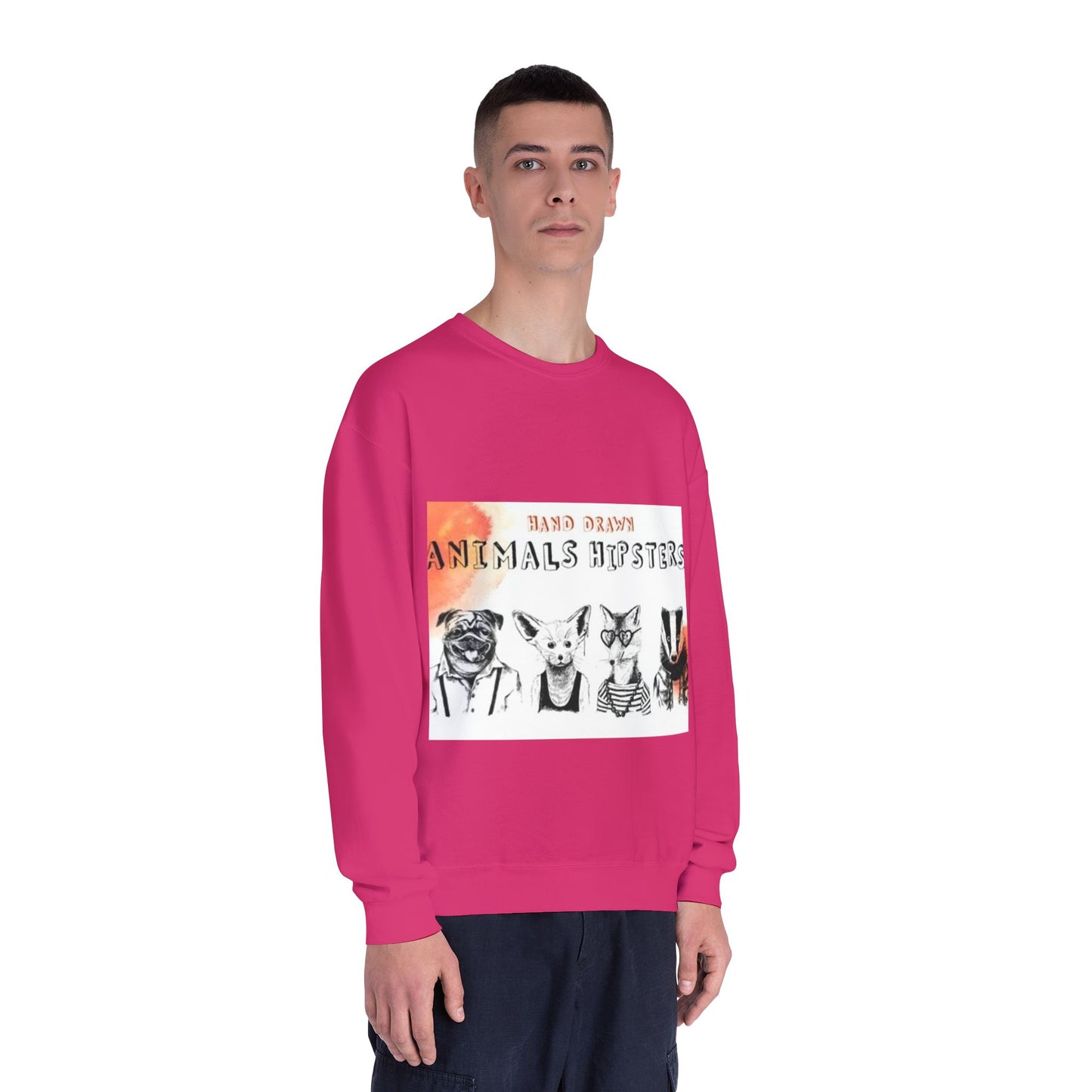 Hand Drawn Animals Hipsters Unisex Crewneck Sweatshirt