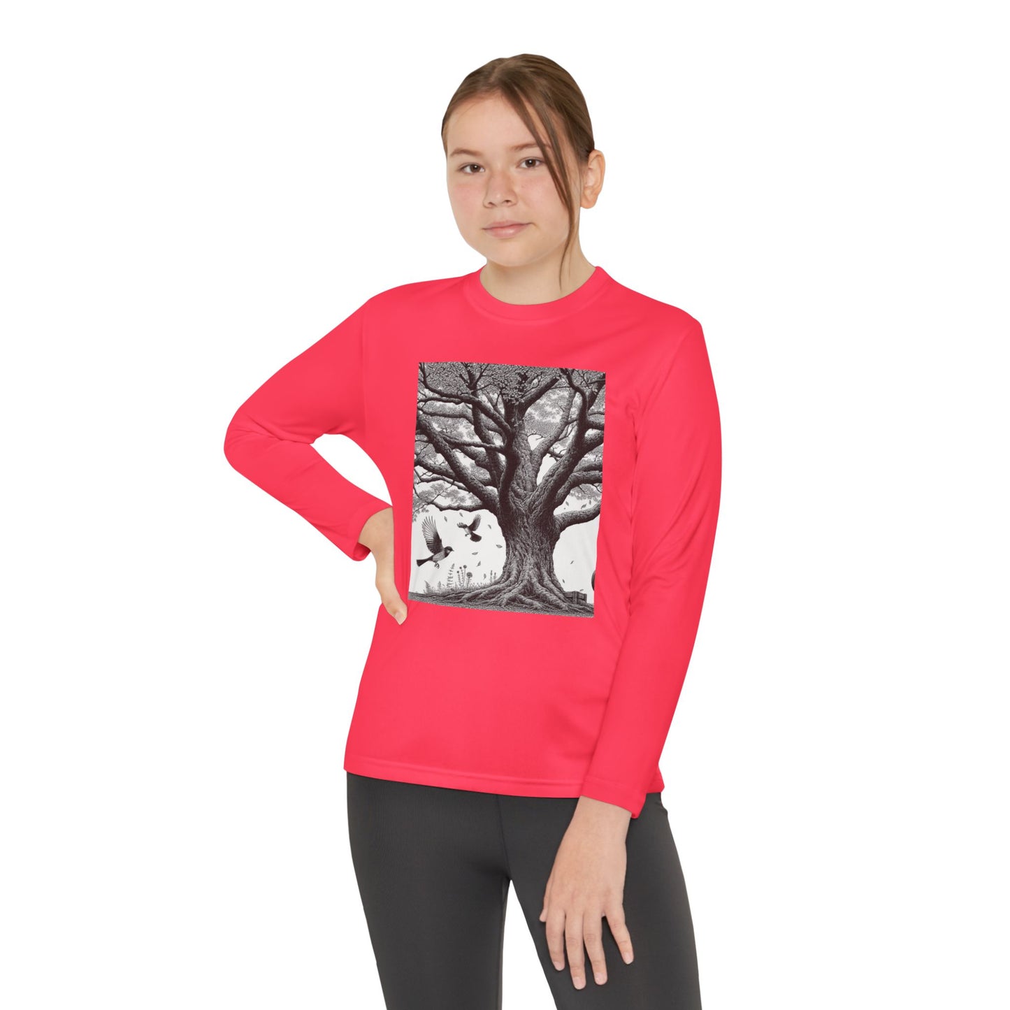Youth Long Sleeve Tree Graphic Tee - Nature Inspired Design