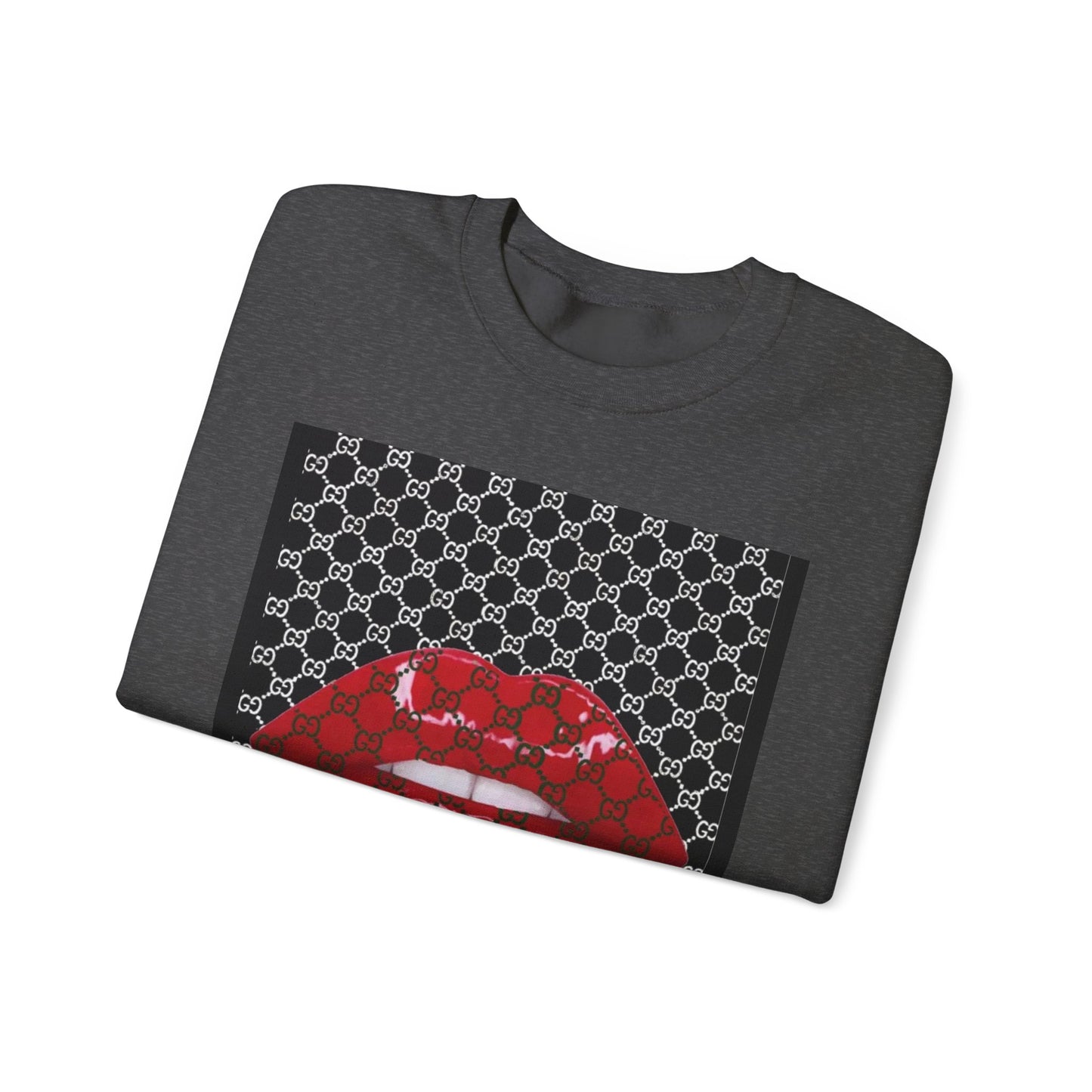 Trendy Unisex Graphic Crewneck Sweatshirt with Lip Design