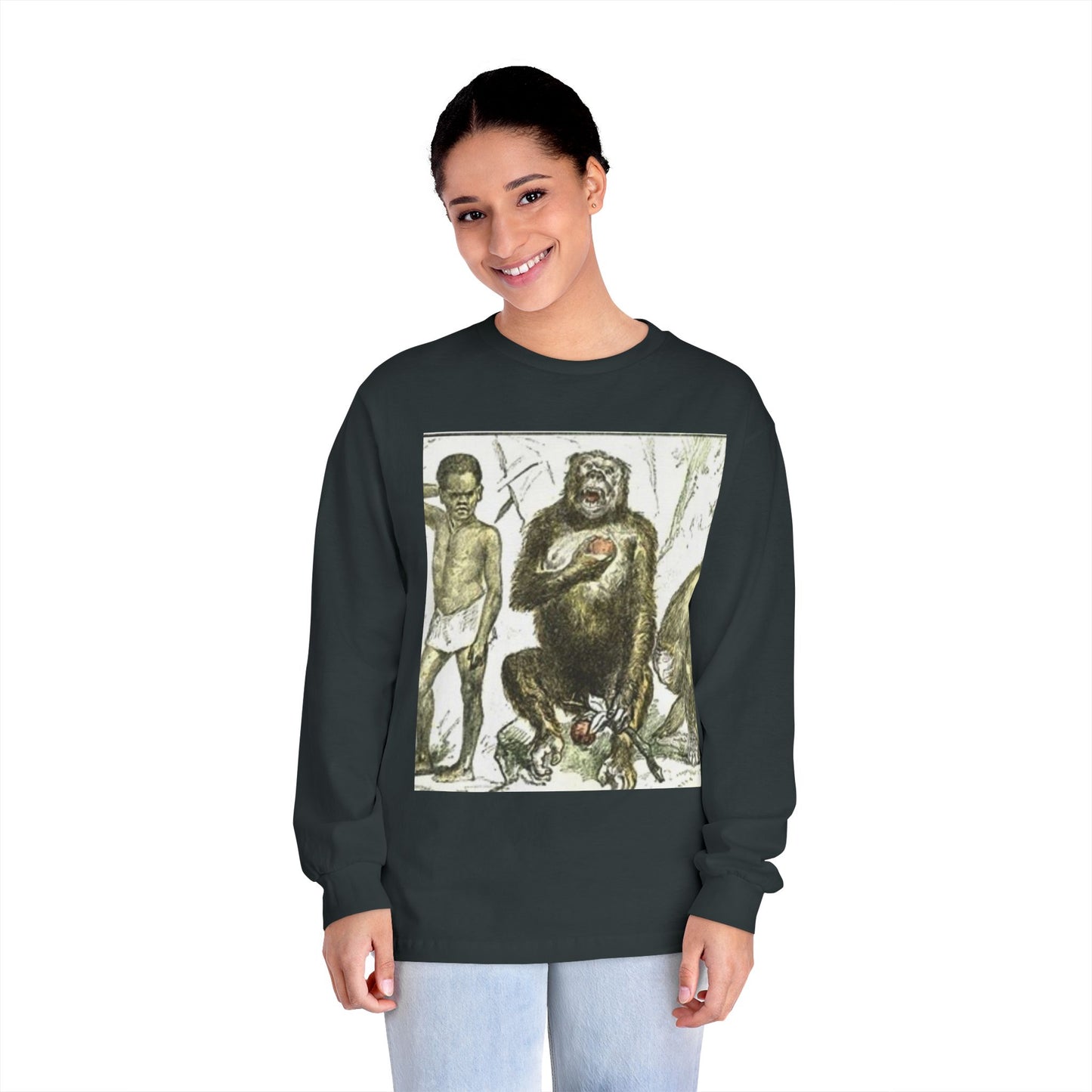 Artistic Long Sleeve T-Shirt - Unique Vintage Animal Illustration