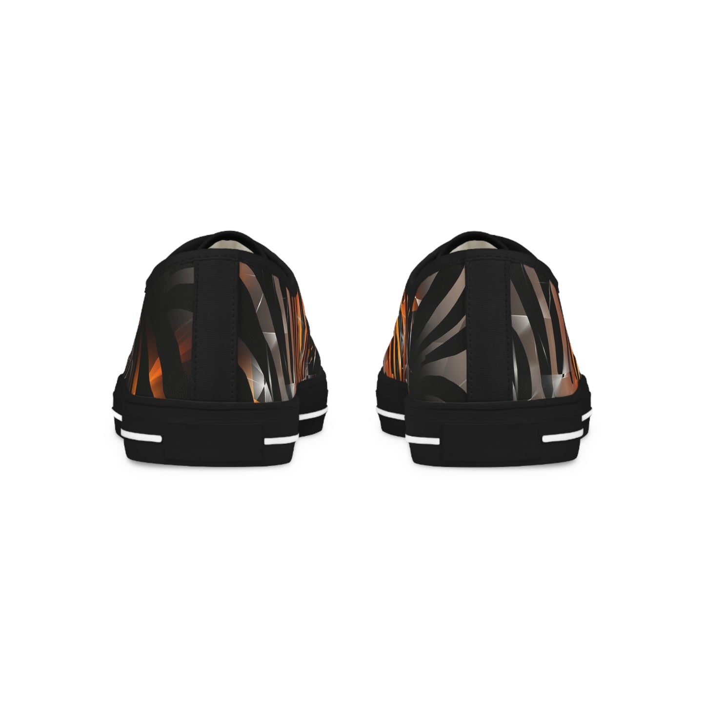 Stylish Men's Low Top Sneakers with Bold Orange and Black Design
