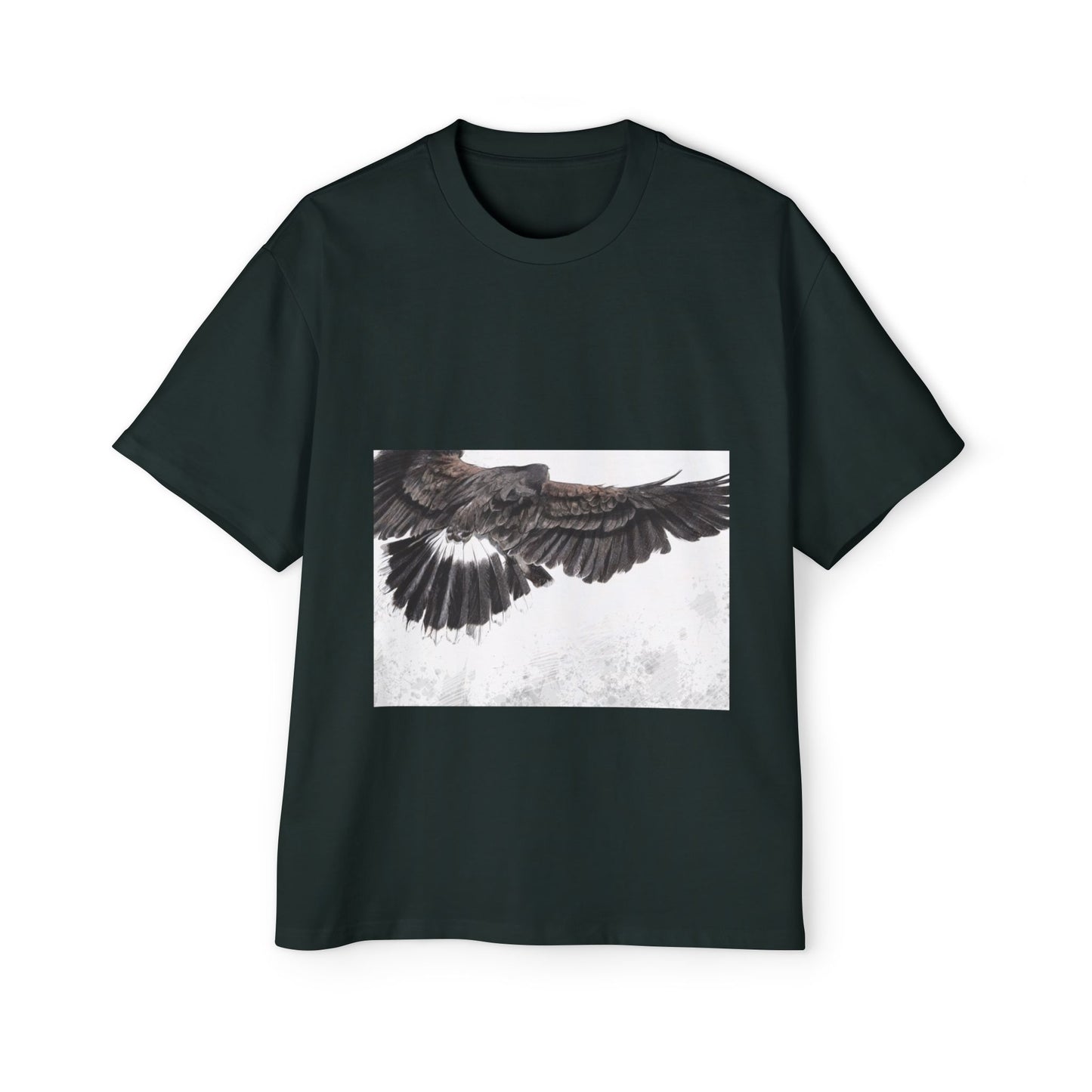Men's Heavy Oversized Tee - Bold Eagle and Skull Print
