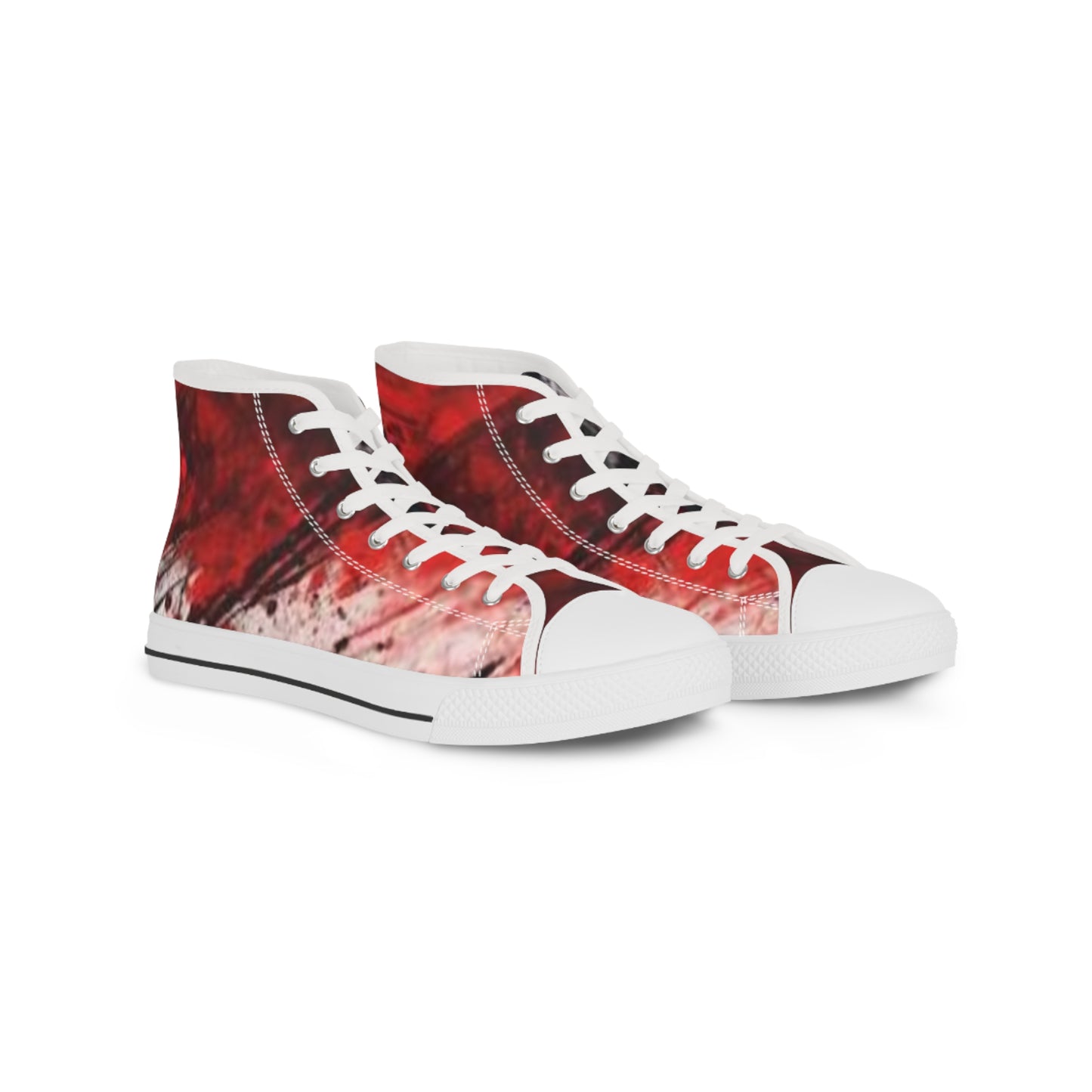 Artistic High Top Sneakers - Bold Red Design for Unique Style