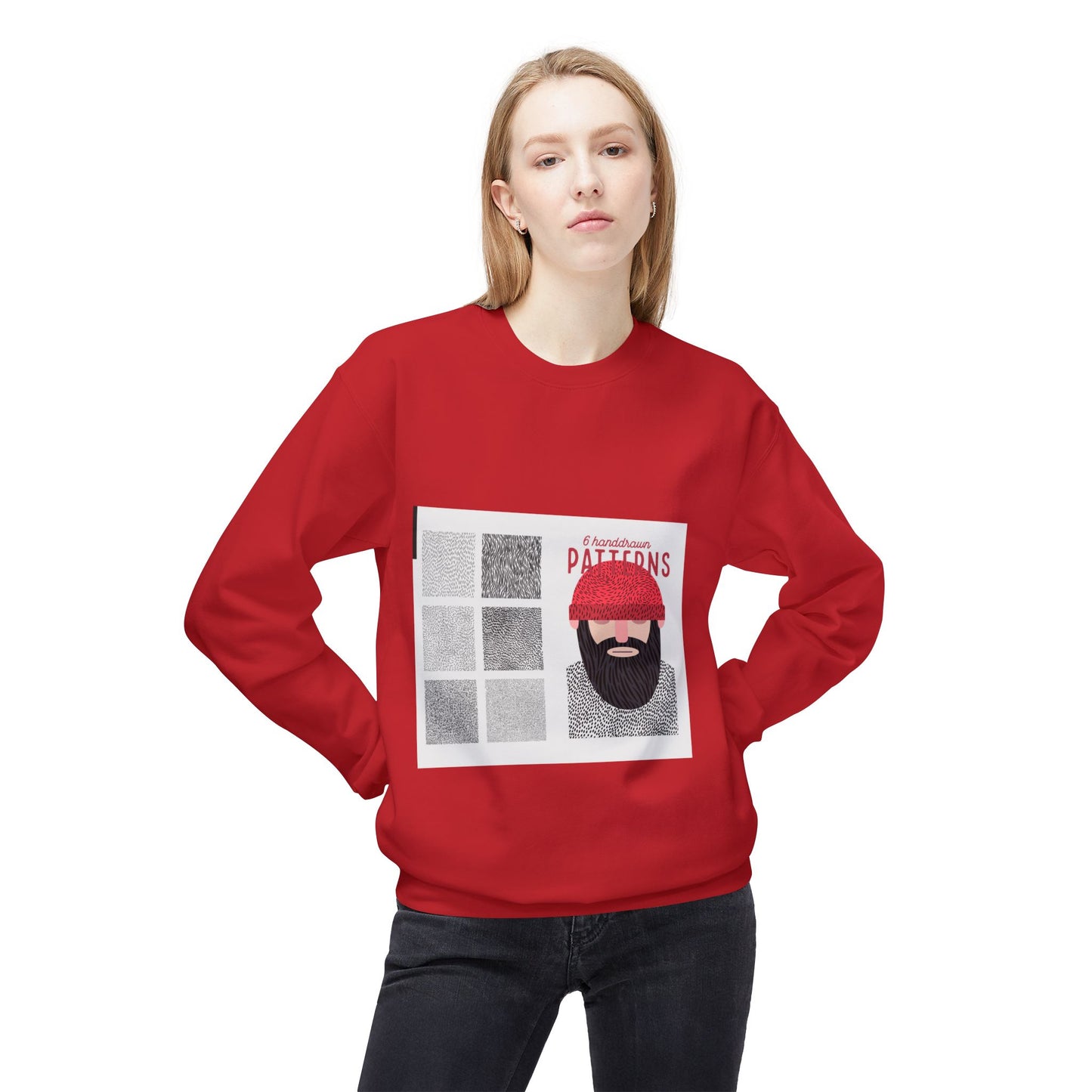 Beard Patterns Unisex Fleece Crewneck Sweatshirt - Cozy & Stylish