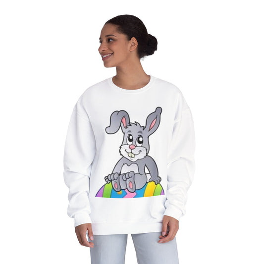 Cozy Rabbit Graphic Crewneck Sweatshirt - Perfect for Spring Celebrations