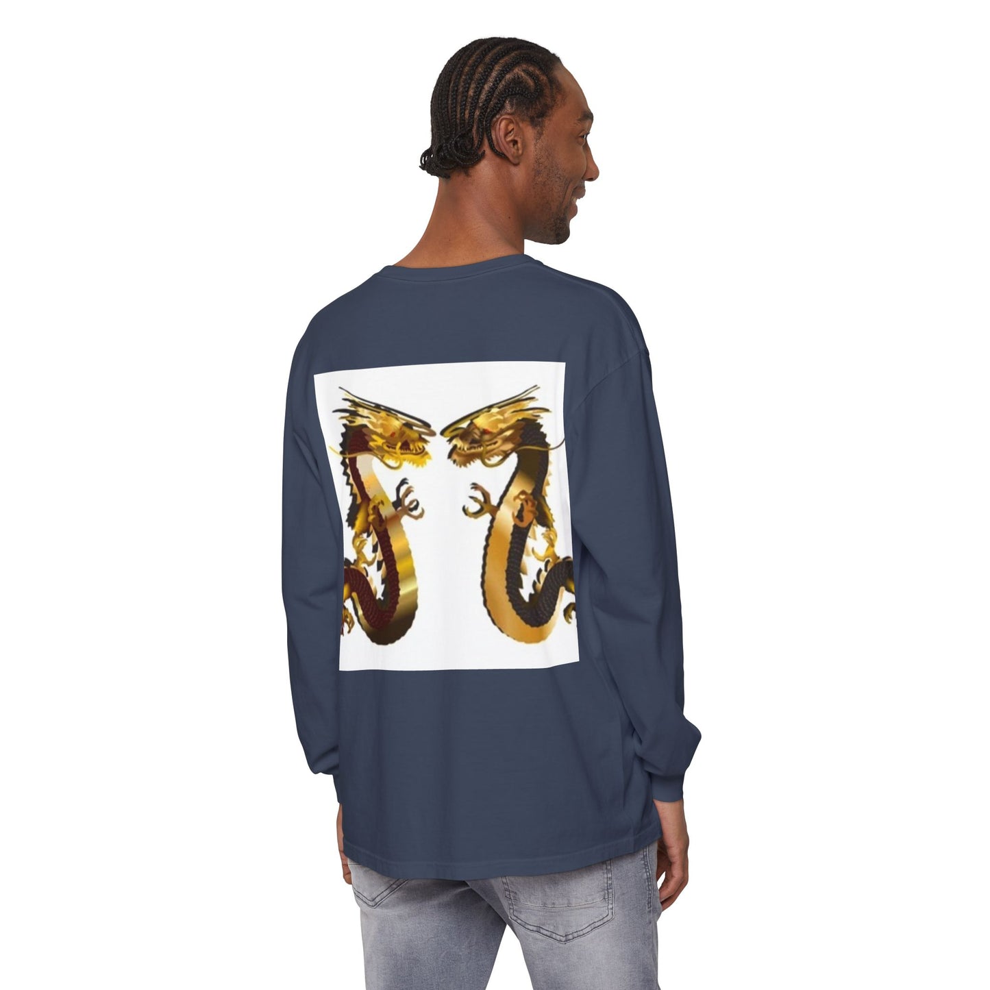Dragon Duel Unisex Long Sleeve T-Shirt - Garment-Dyed Art Tee
