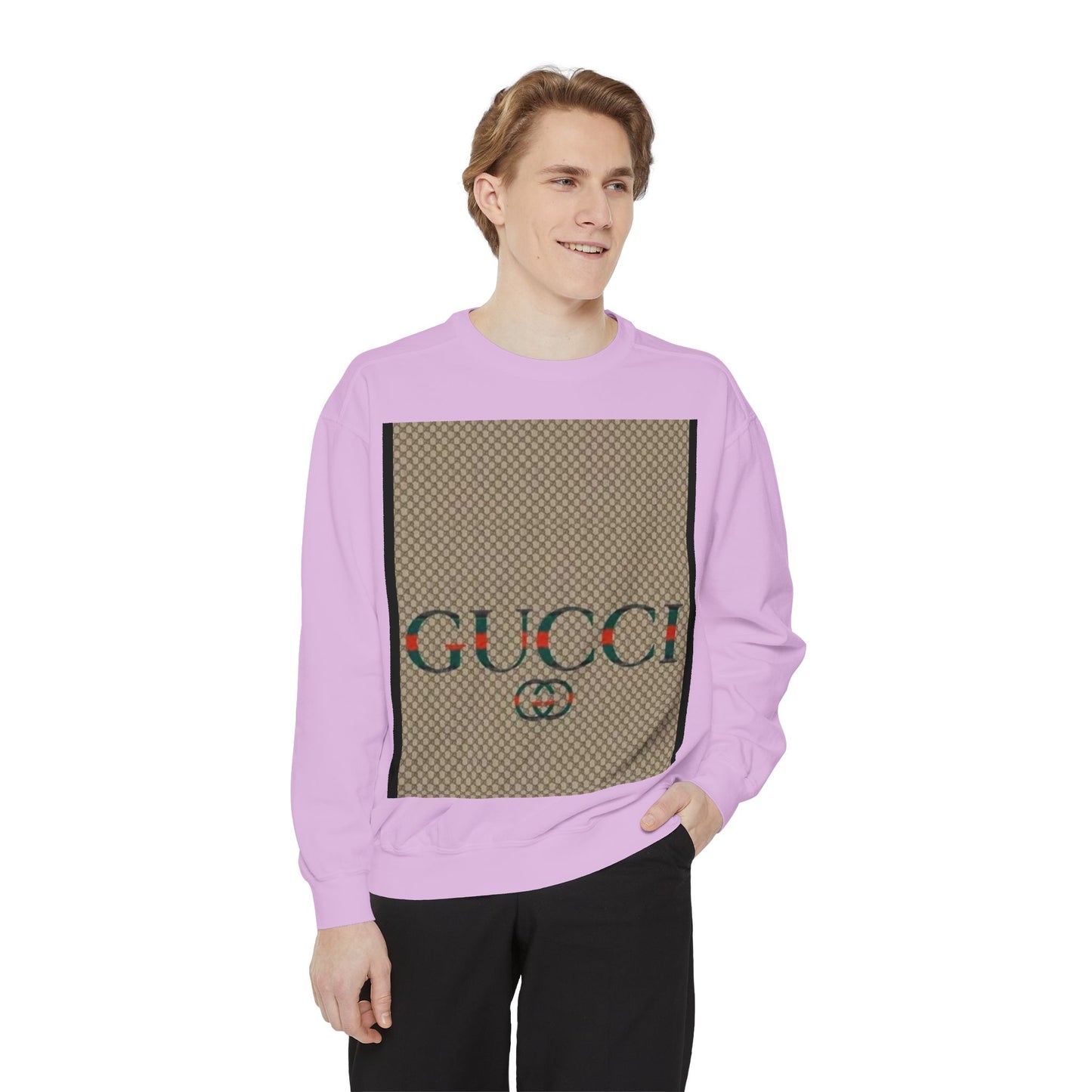Fashionable Unisex Garment-Dyed Sweatshirt with GUCCI Design