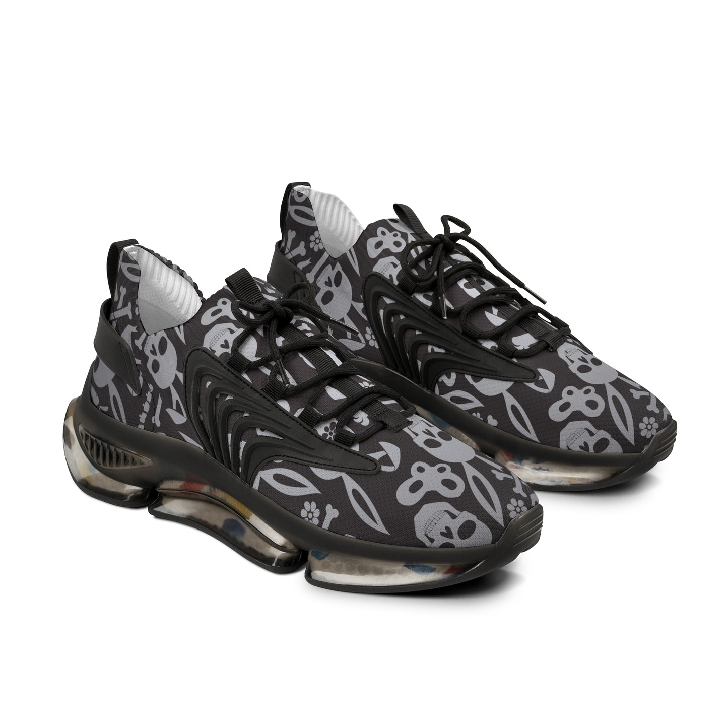Stylish Men's Mesh Sneakers with Floral Skull Design - Trendy Athletic Footwear for Casual Wear
