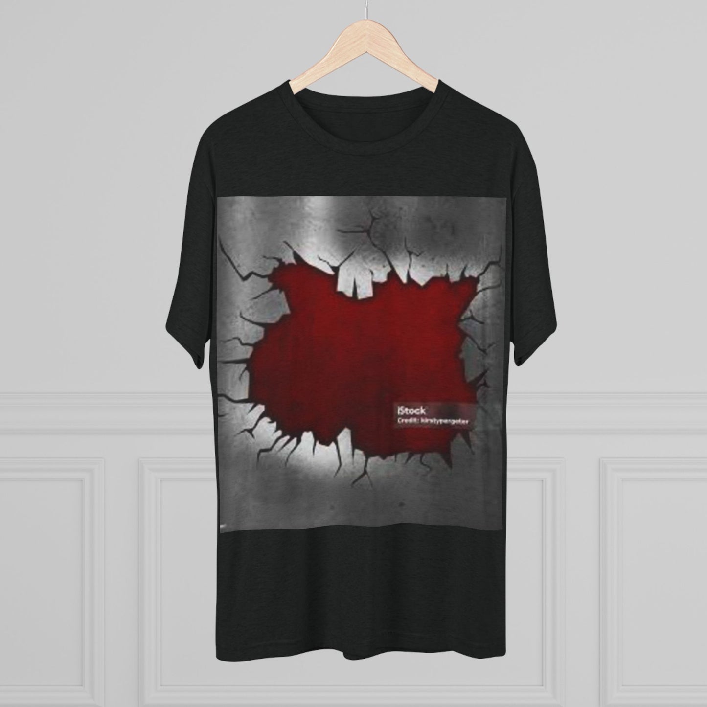 Bold Graphic Unisex Tri-Blend Crew Tee - Edgy Cracked Wall Design