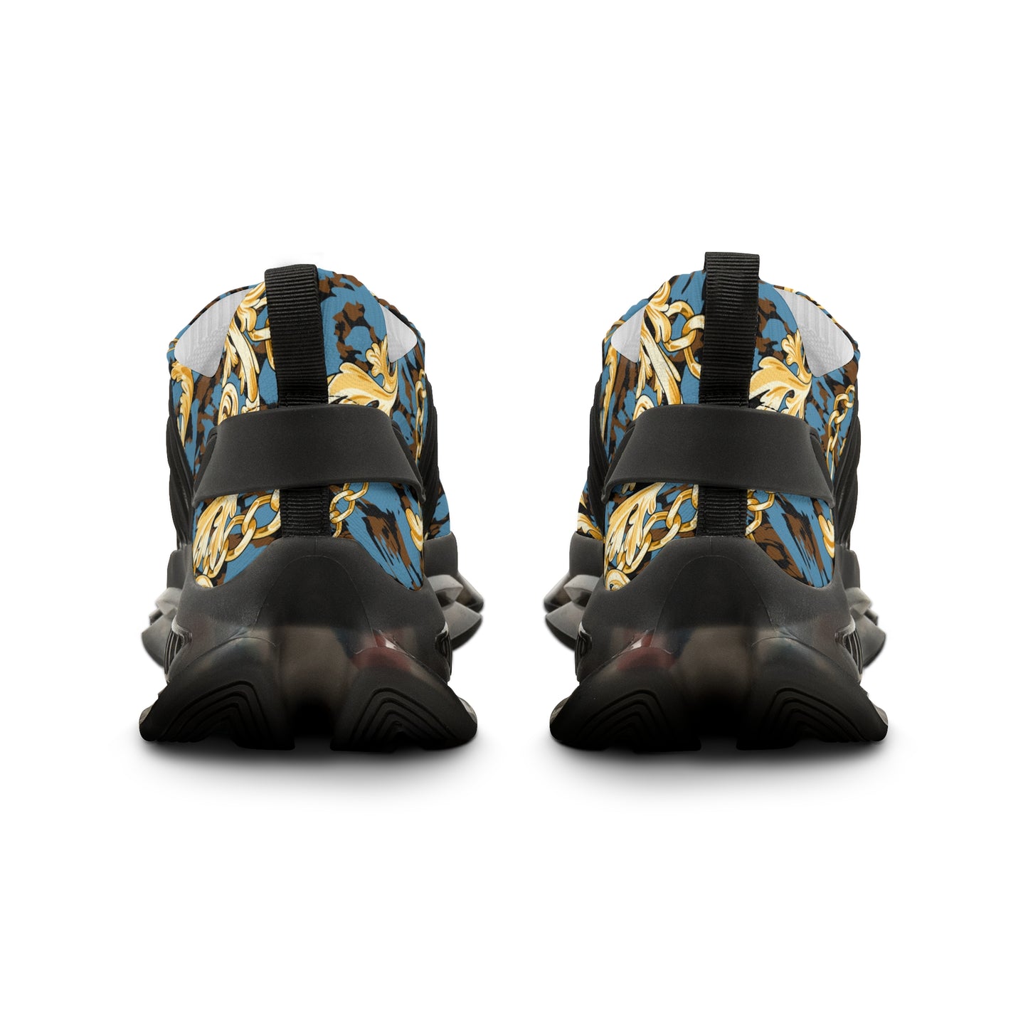 Stylish Men's Mesh Sneakers with Gold Chain Design - Trendy Athletic Footwear