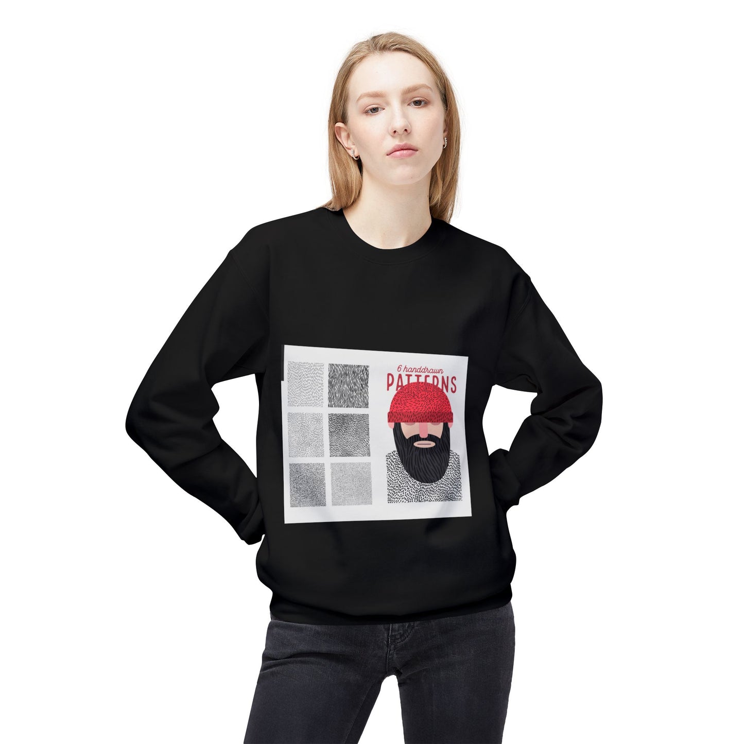 Beard Patterns Unisex Fleece Crewneck Sweatshirt - Cozy & Stylish