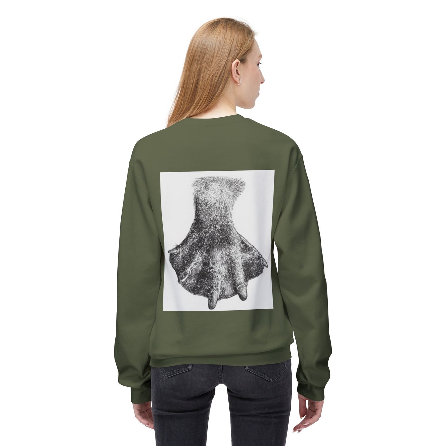 Artistic Fleece Crewneck Sweatshirt with Unique Dress Design