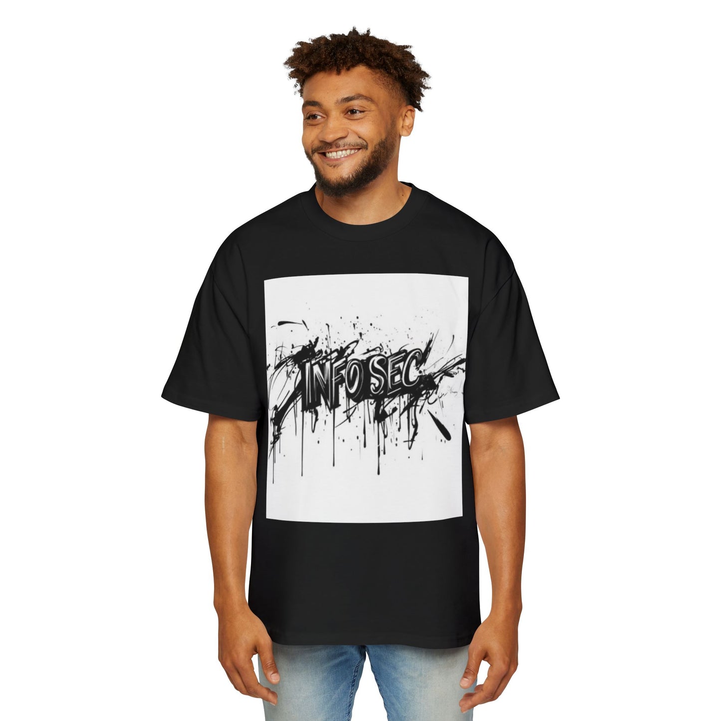 Men's Oversized Info Sec Tee - Urban Streetwear Graphic T-Shirt