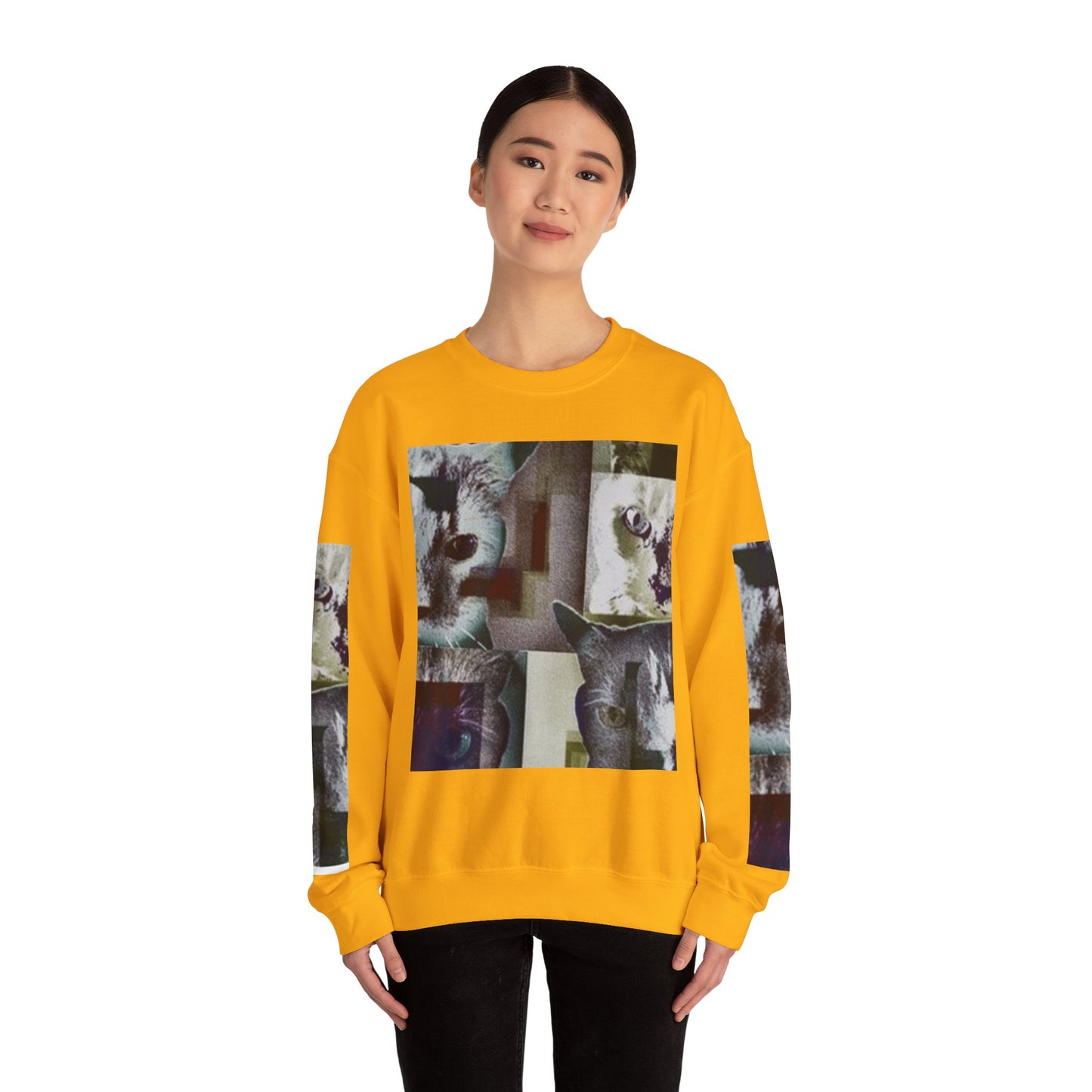 Cozy Cat Lover Crewneck Sweatshirt - Artistic Feline Design