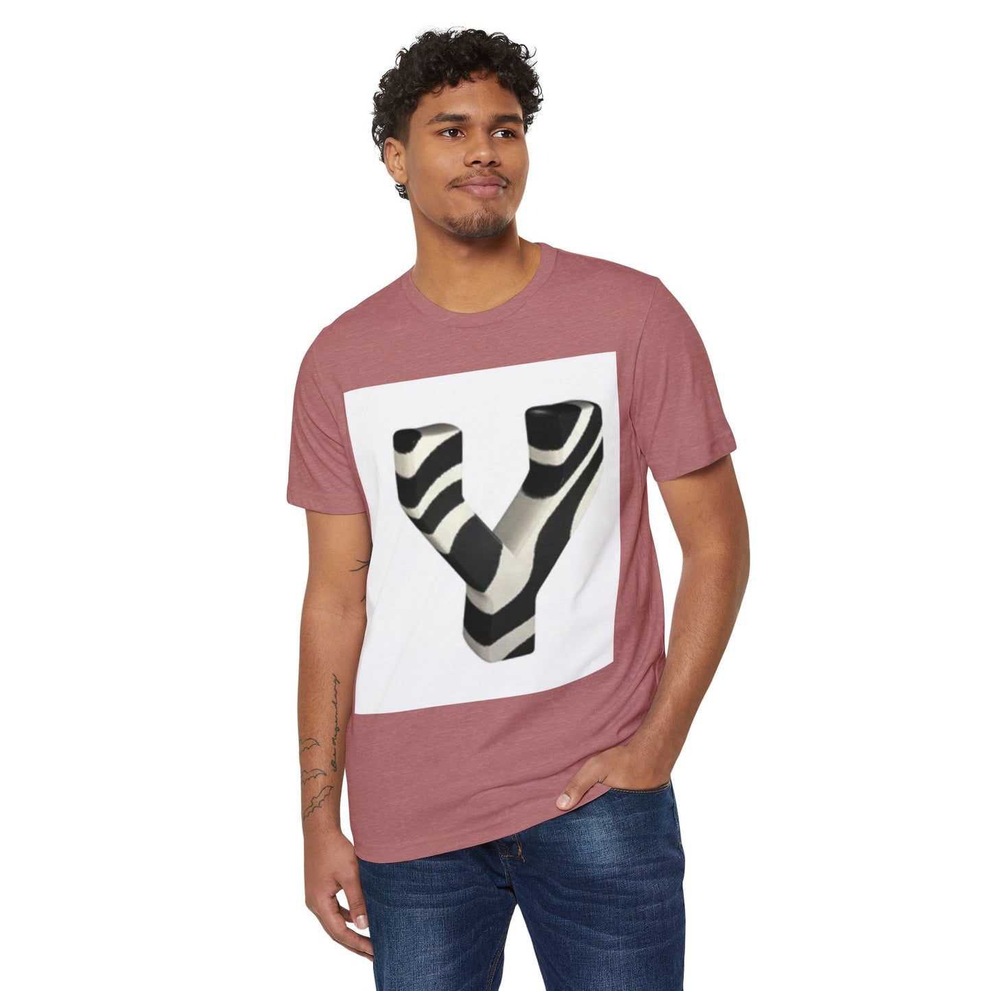 Eco-Friendly Unisex T-Shirt with Bold Zebra 'Y' Design