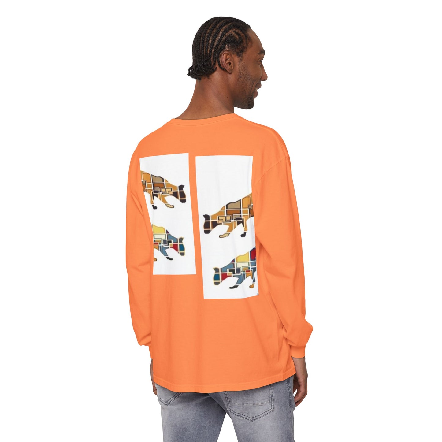 Artful Cat Silhouette Long Sleeve T-Shirt - Perfect for Animal Lovers
