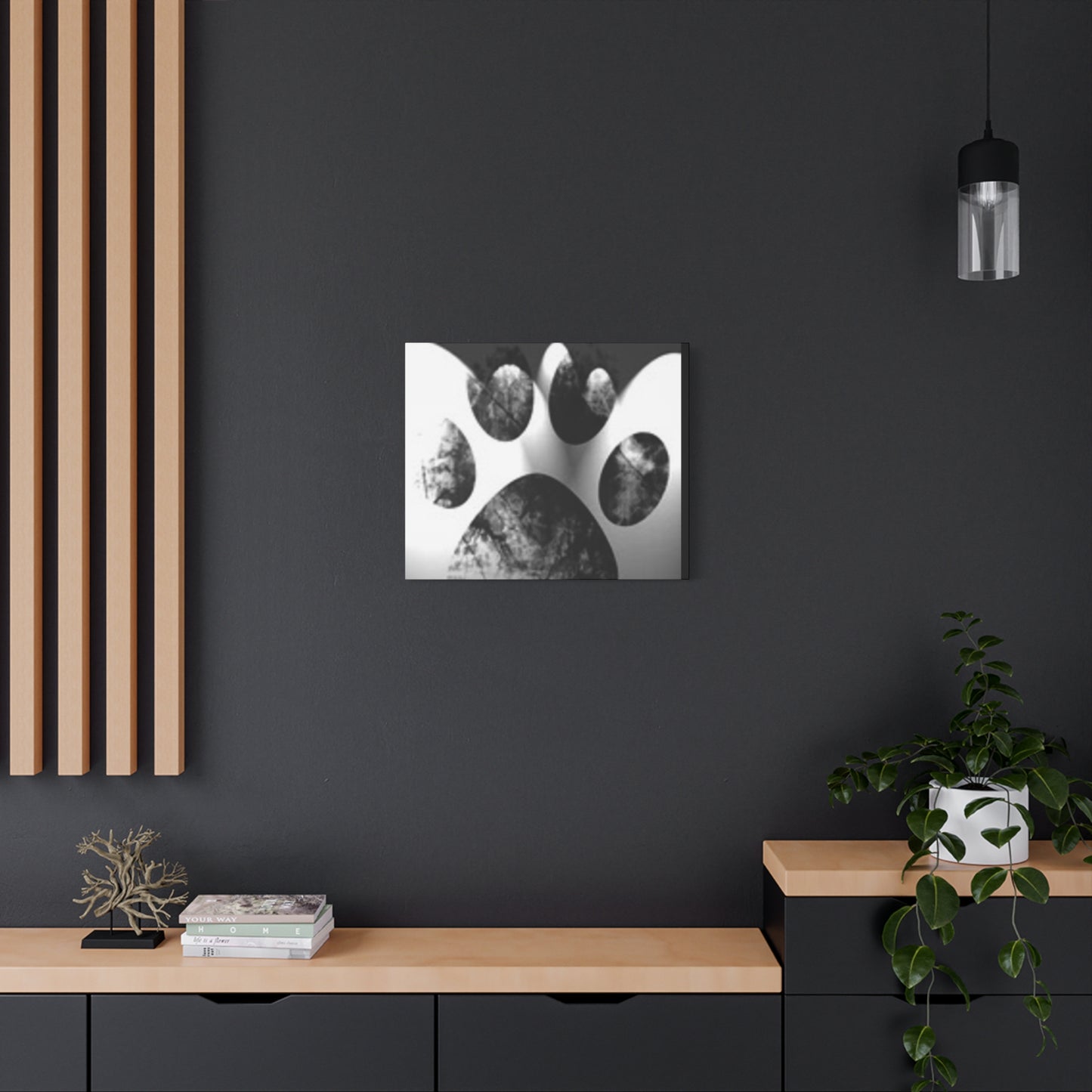 Black Paw Print Canvas Art - Modern Animal Decor for Pet Lovers
