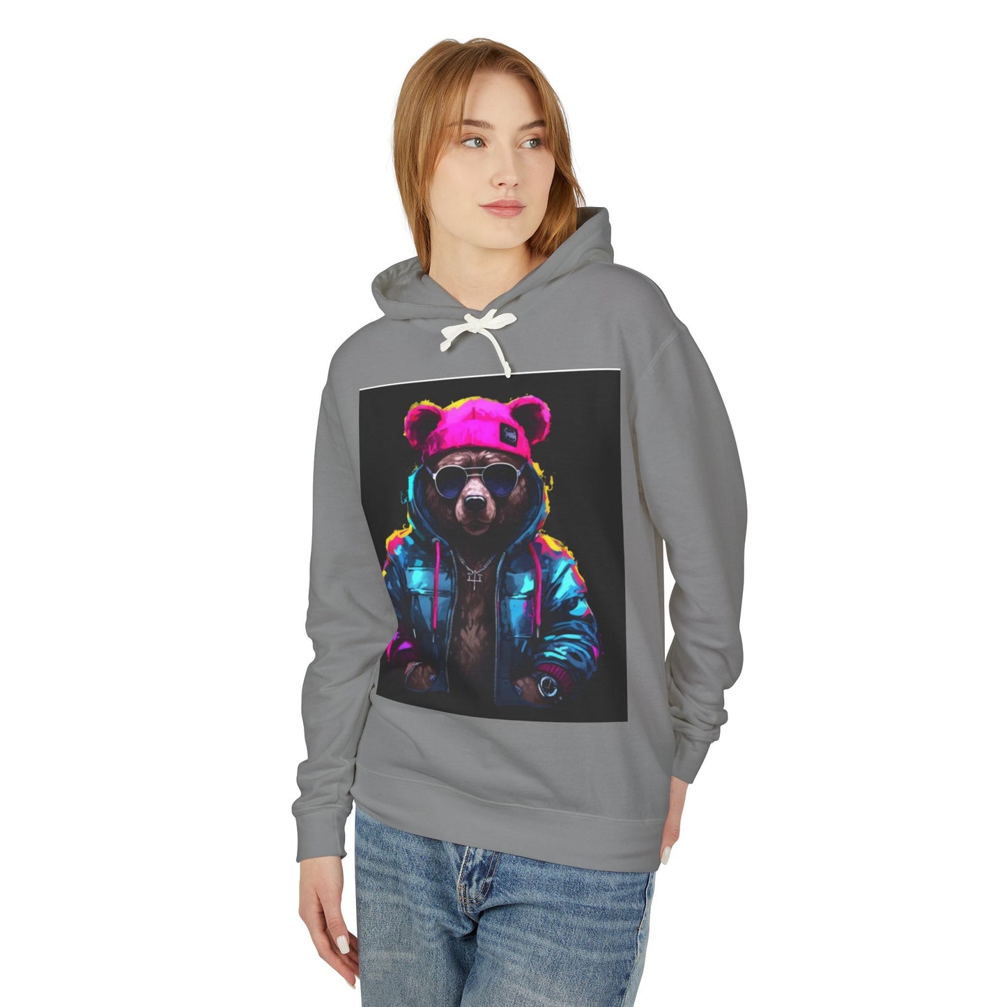 Cool Bear Hoodie - Unisex Lightweight Hooded Sweatshirt with Funky Design
