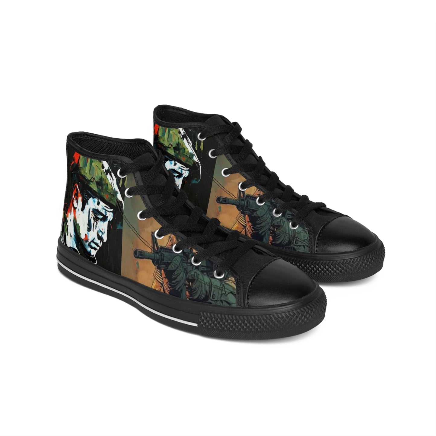 Artistic Graphic Sneakers for Men - Unique High-Top Street Style